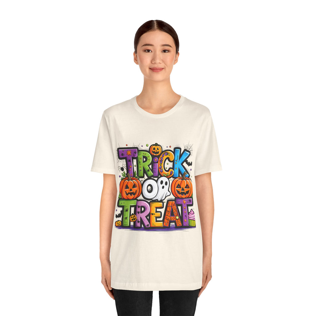 Halloween Trick or Treat T-Shirt | Unisex Short Sleeve Tee, Spooky Graphic Tee, Halloween Costume, Fall Festival Shirt, Kids & Adults