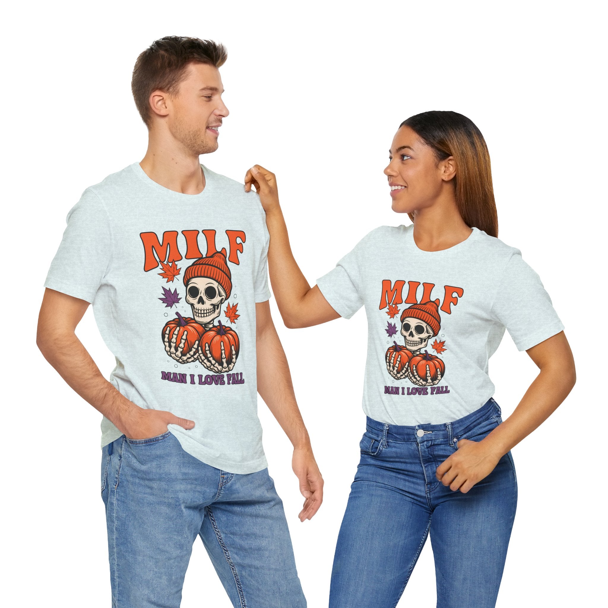 Fall Vibes Skeleton Tee - Halloween Fashion, Unisex Shirt, Fall Apparel, MILF Shirt, Halloween Costume Top