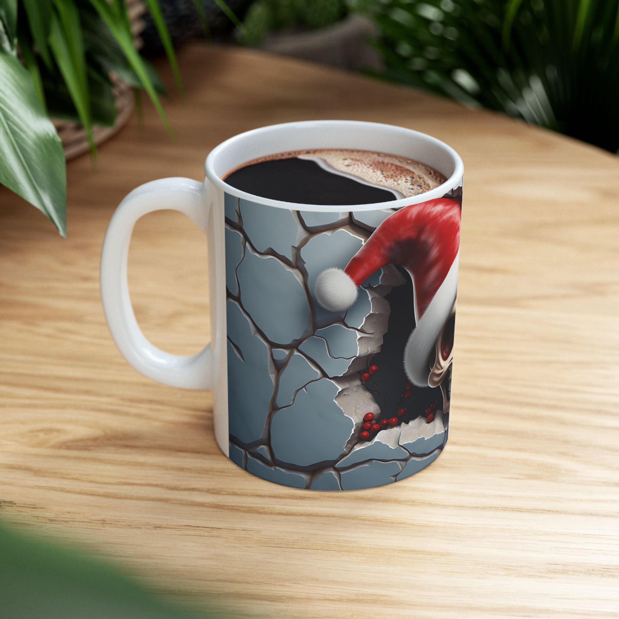 Skull Christmas Ceramic Mug | Unique Holiday Gifts, Halloween Decor, Skull Enthusiasts, Xmas Gift Idea, Trendy Coffee Cup