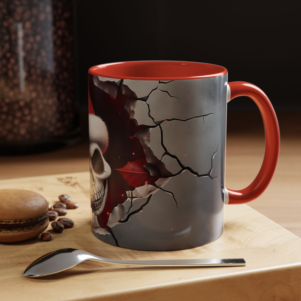 Skull Santa Accent Coffee Mug - Unique Holiday Gift, Halloween Decor, Gothic Style, Skull Lover Mug, Fun Coffee Cups