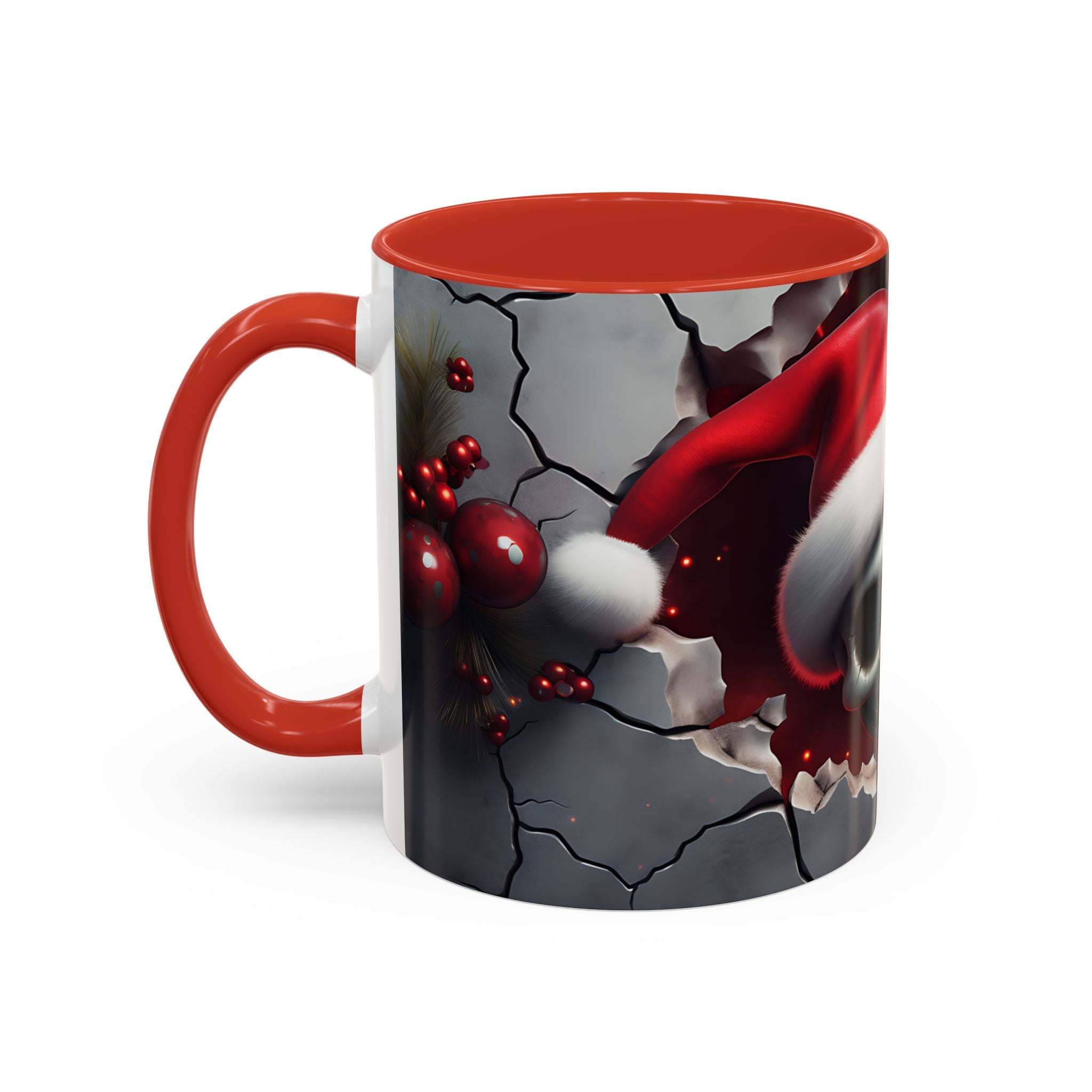 Skull Santa Accent Coffee Mug - Unique Holiday Gift, Halloween Decor, Gothic Style, Skull Lover Mug, Fun Coffee Cups