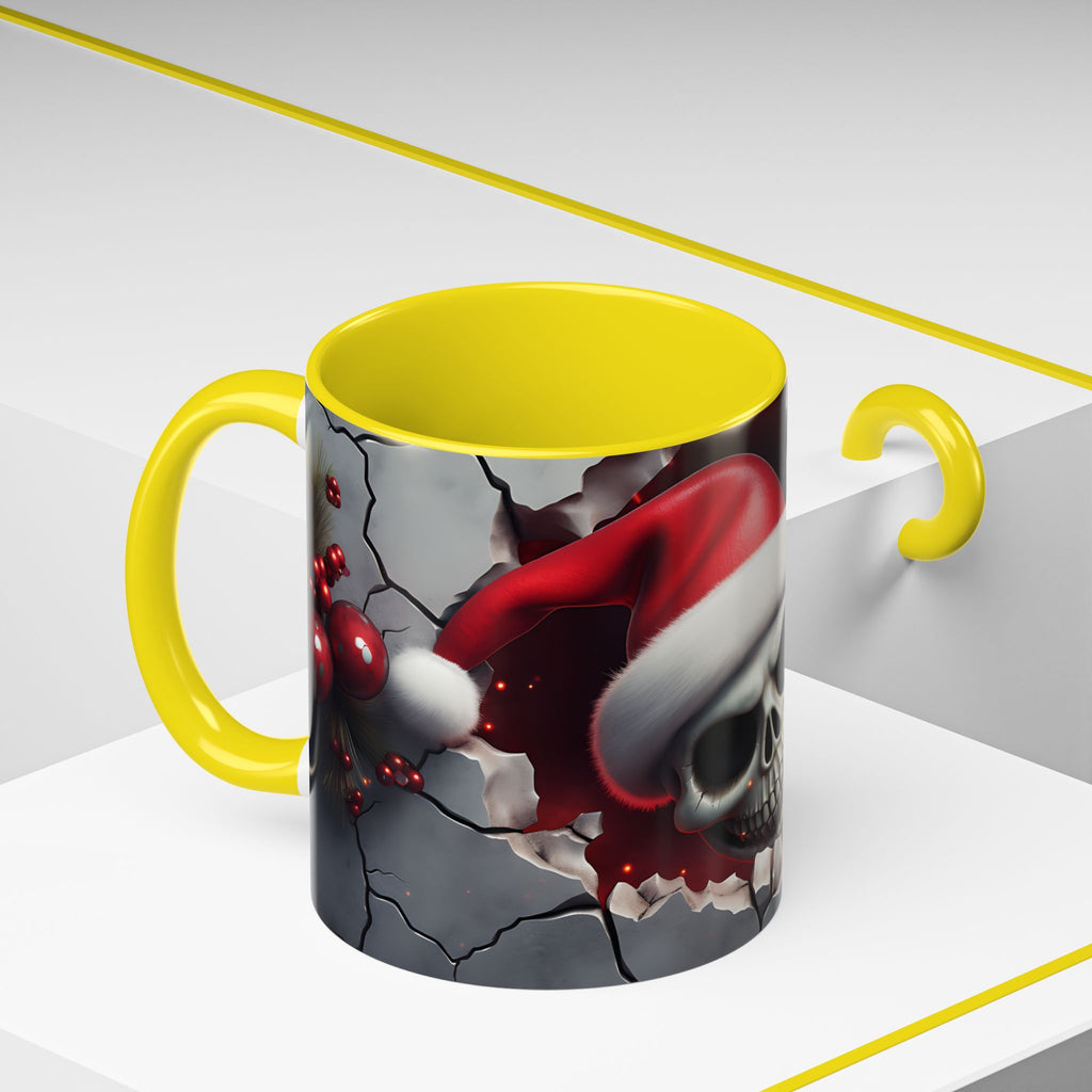 Skull Santa Accent Coffee Mug - Unique Holiday Gift, Halloween Decor, Gothic Style, Skull Lover Mug, Fun Coffee Cups