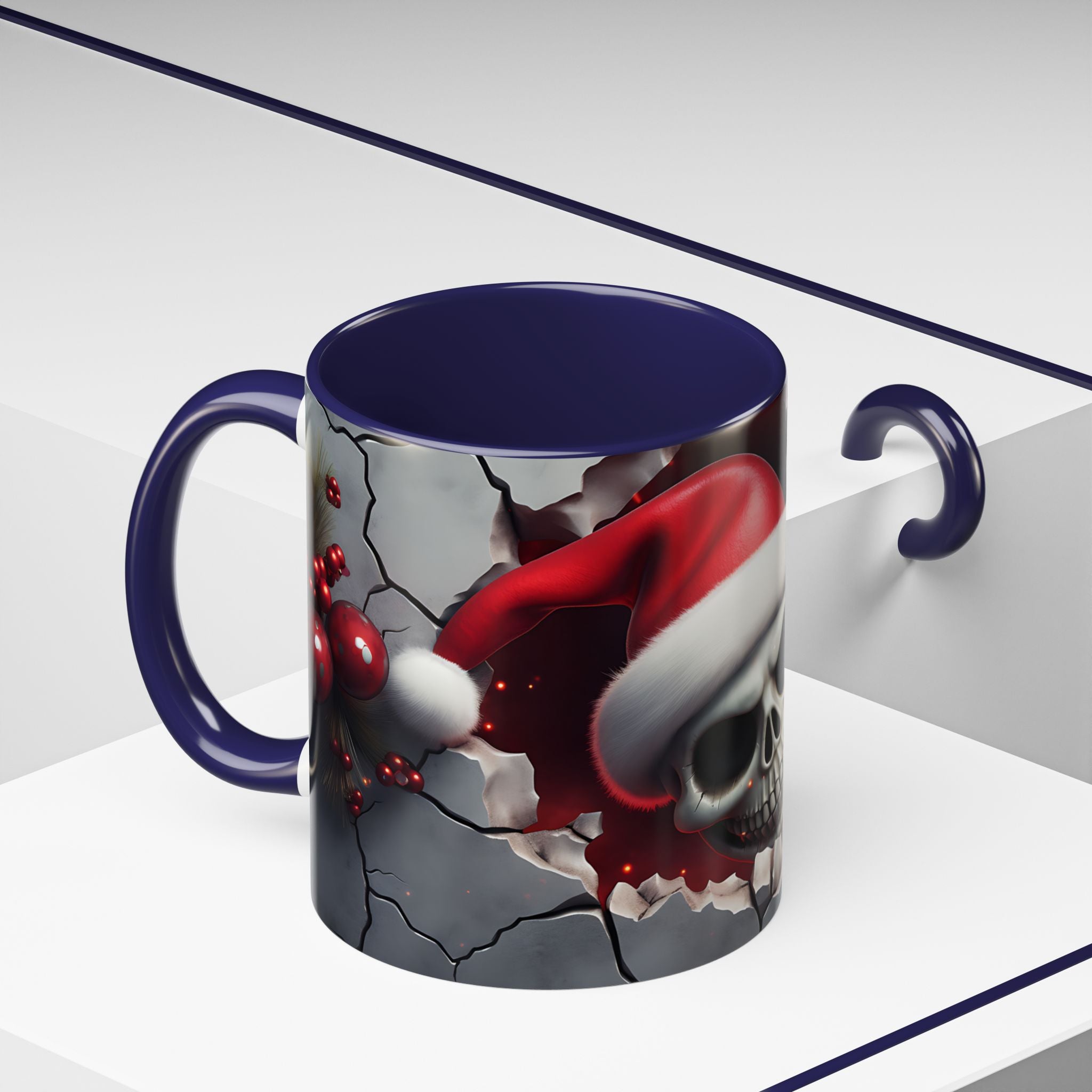 Skull Santa Accent Coffee Mug - Unique Holiday Gift, Halloween Decor, Gothic Style, Skull Lover Mug, Fun Coffee Cups