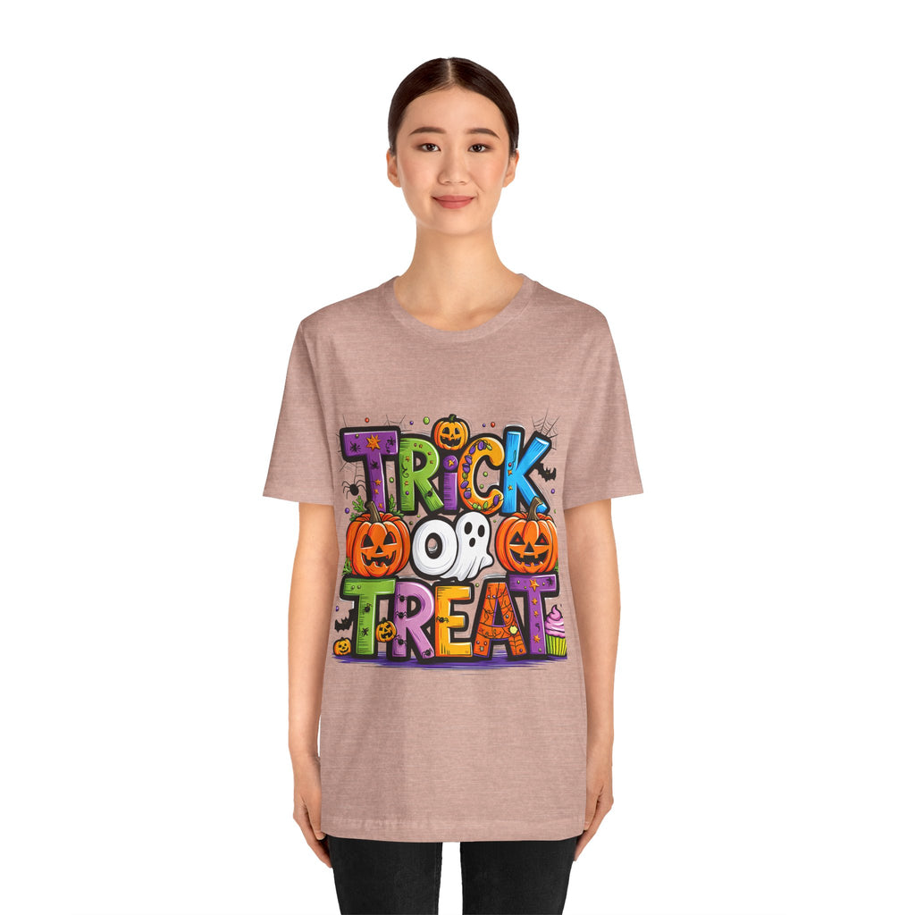Halloween Trick or Treat T-Shirt | Unisex Short Sleeve Tee, Spooky Graphic Tee, Halloween Costume, Fall Festival Shirt, Kids & Adults