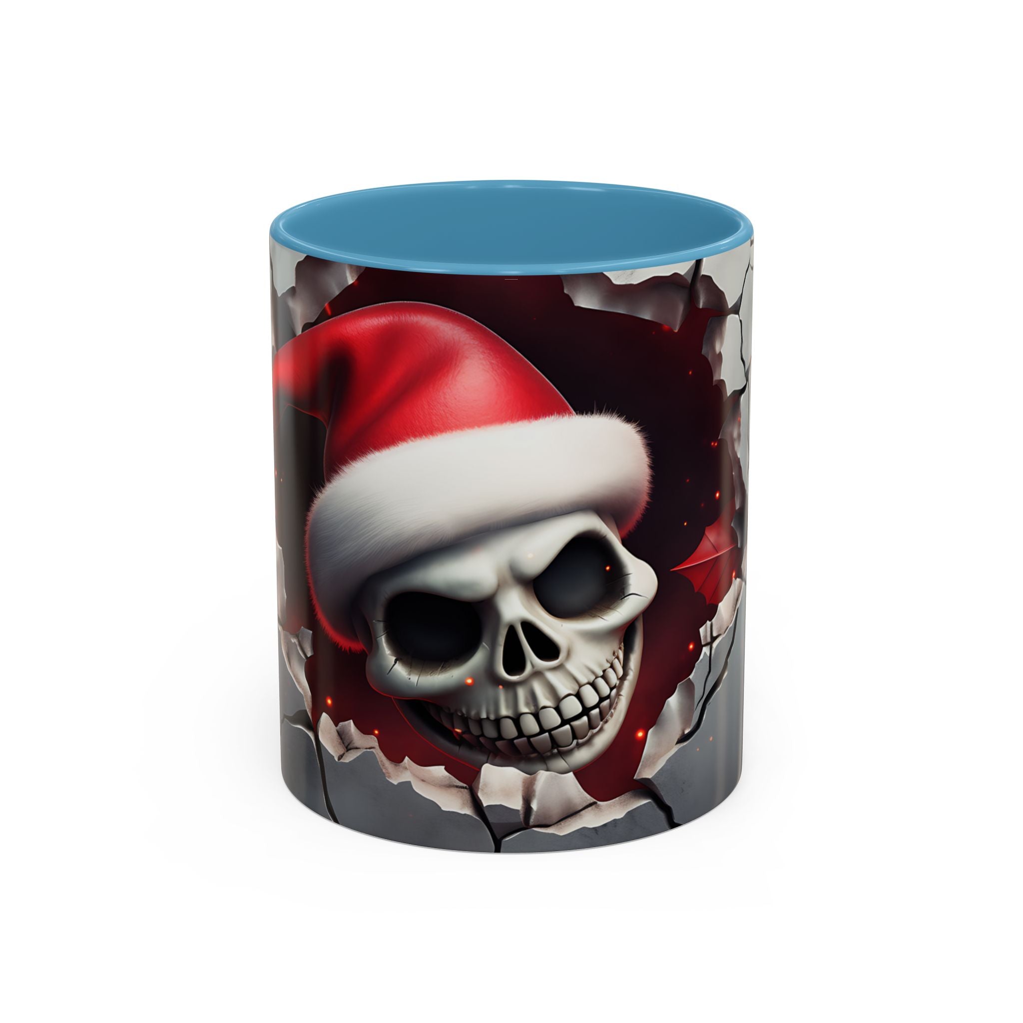 Skull Santa Accent Coffee Mug - Unique Holiday Gift, Halloween Decor, Gothic Style, Skull Lover Mug, Fun Coffee Cups