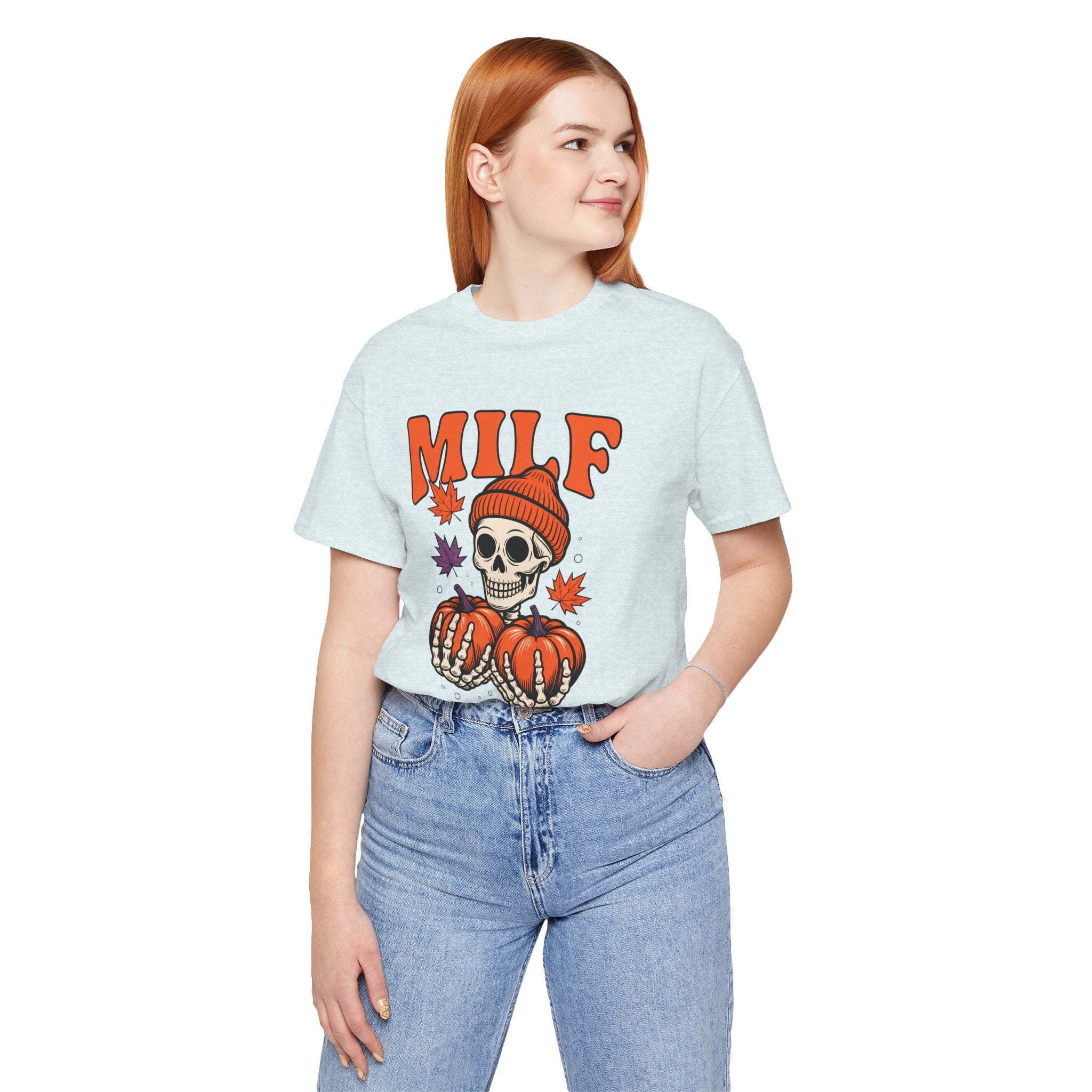 Fall Vibes Skeleton Tee - Halloween Fashion, Unisex Shirt, Fall Apparel, MILF Shirt, Halloween Costume Top