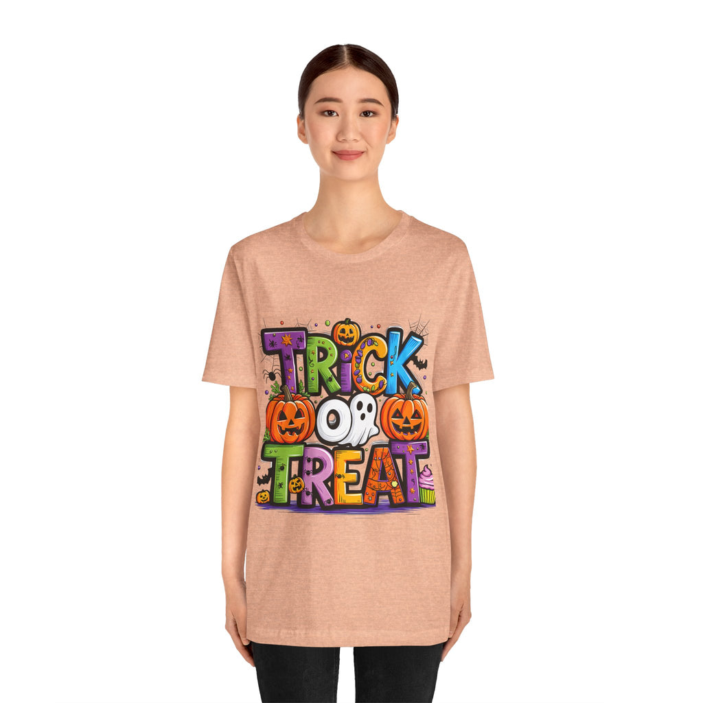 Halloween Trick or Treat T-Shirt | Unisex Short Sleeve Tee, Spooky Graphic Tee, Halloween Costume, Fall Festival Shirt, Kids & Adults