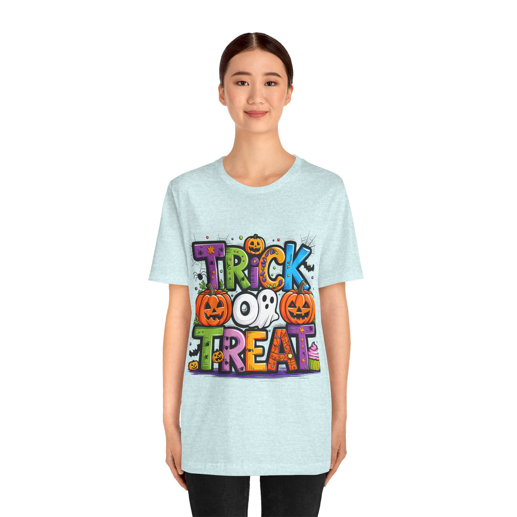 Halloween Trick or Treat T-Shirt | Unisex Short Sleeve Tee, Spooky Graphic Tee, Halloween Costume, Fall Festival Shirt, Kids & Adults