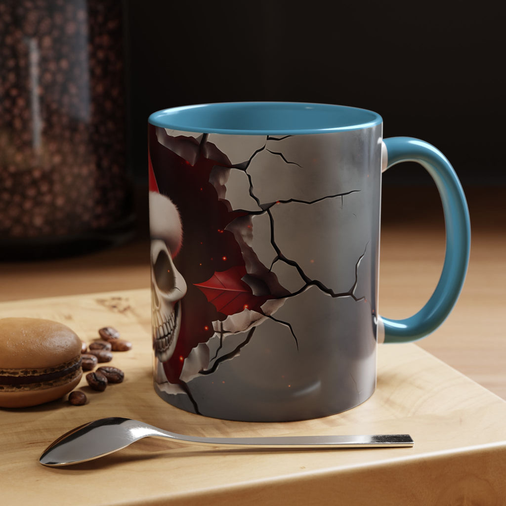 Skull Santa Accent Coffee Mug - Unique Holiday Gift, Halloween Decor, Gothic Style, Skull Lover Mug, Fun Coffee Cups