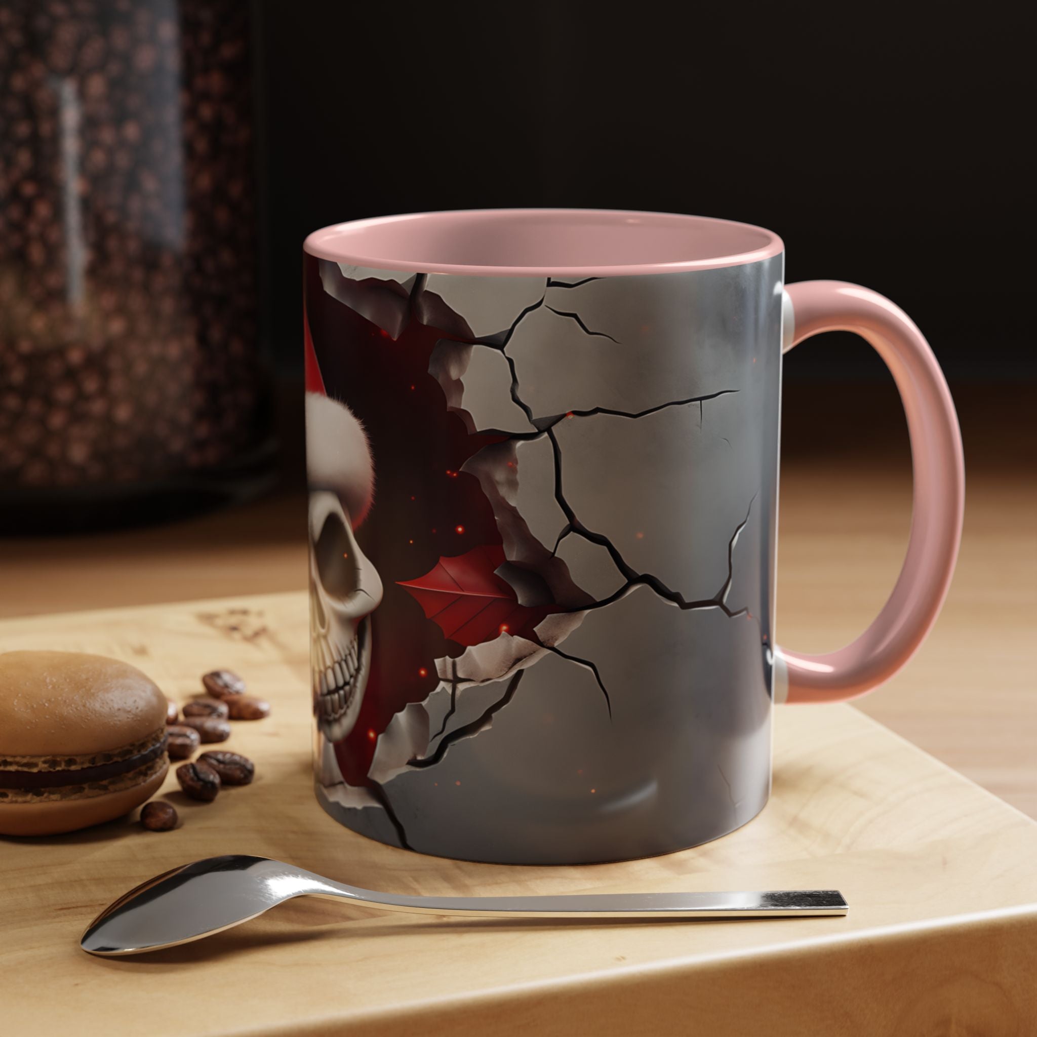 Skull Santa Accent Coffee Mug - Unique Holiday Gift, Halloween Decor, Gothic Style, Skull Lover Mug, Fun Coffee Cups