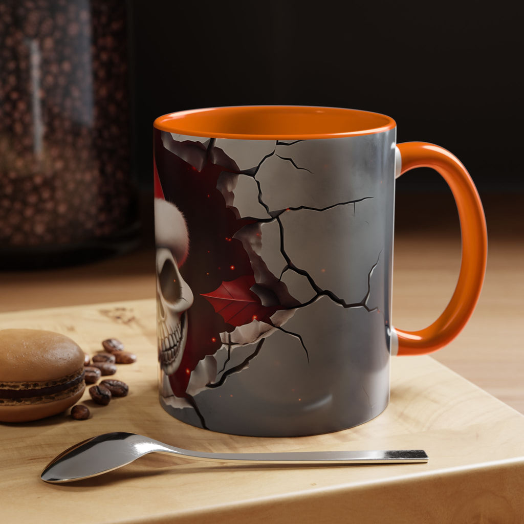 Skull Santa Accent Coffee Mug - Unique Holiday Gift, Halloween Decor, Gothic Style, Skull Lover Mug, Fun Coffee Cups