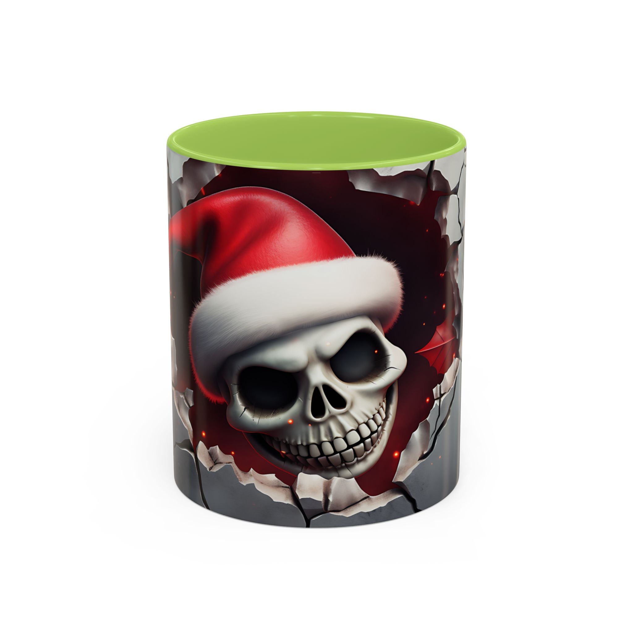 Skull Santa Accent Coffee Mug - Unique Holiday Gift, Halloween Decor, Gothic Style, Skull Lover Mug, Fun Coffee Cups