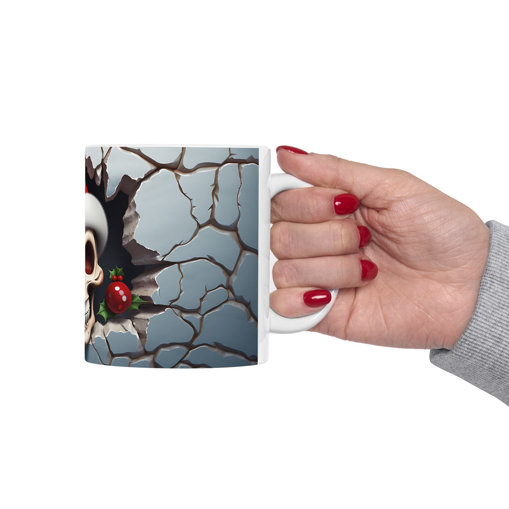 Skull Christmas Ceramic Mug | Unique Holiday Gifts, Halloween Decor, Skull Enthusiasts, Xmas Gift Idea, Trendy Coffee Cup
