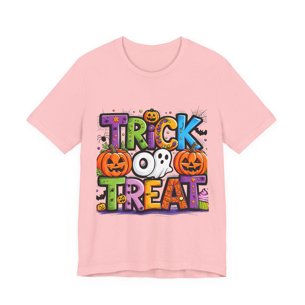 Halloween Trick or Treat T-Shirt | Unisex Short Sleeve Tee, Spooky Graphic Tee, Halloween Costume, Fall Festival Shirt, Kids & Adults