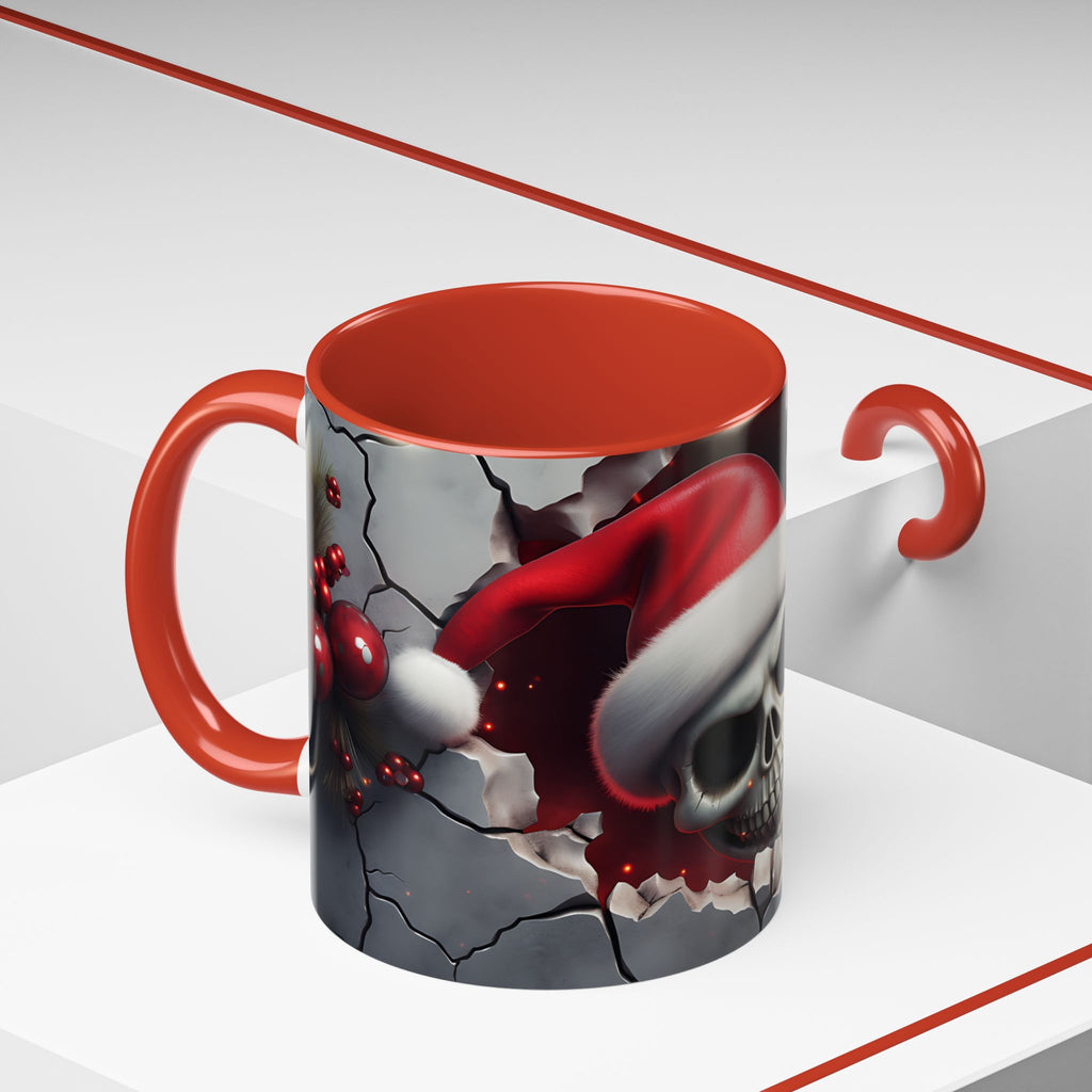 Skull Santa Accent Coffee Mug - Unique Holiday Gift, Halloween Decor, Gothic Style, Skull Lover Mug, Fun Coffee Cups