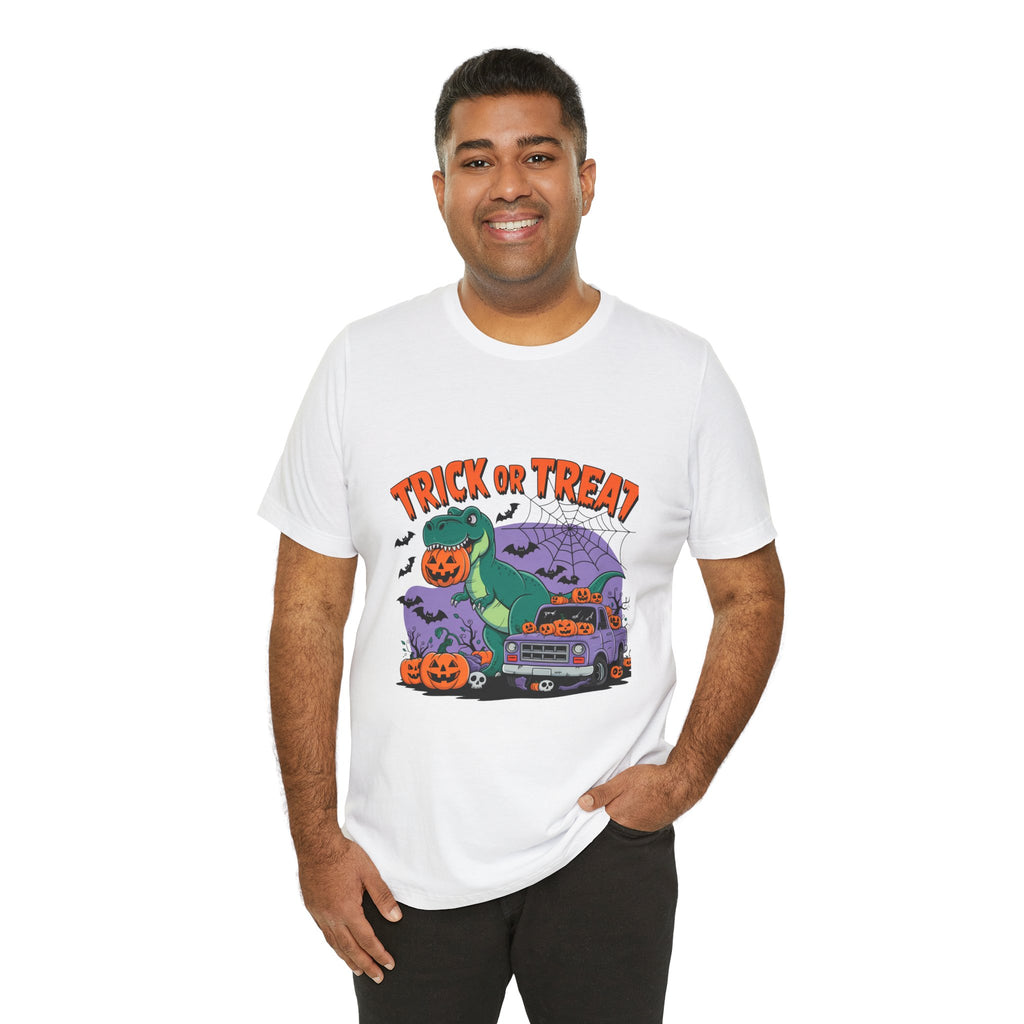 Halloween Dino Tee, Unisex T-Shirt, Trick or Treat Shirt, Fun Halloween Costume, Kids & Adults Halloween Apparel