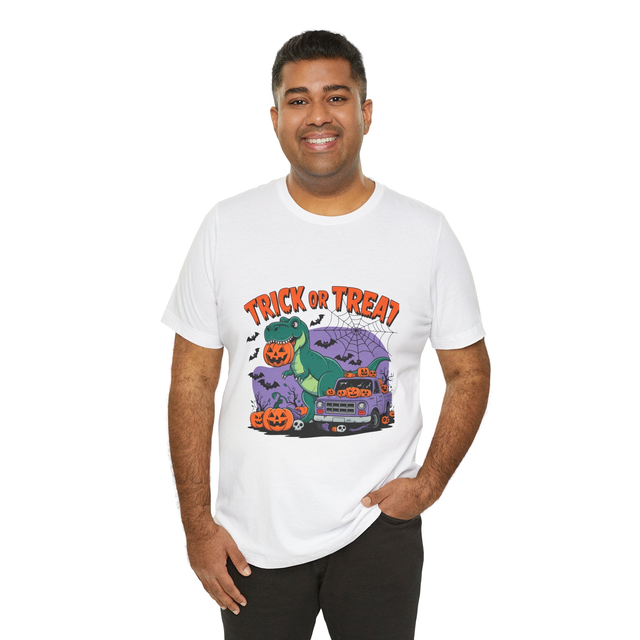 Halloween Dino Tee, Unisex T-Shirt, Trick or Treat Shirt, Fun Halloween Costume, Kids & Adults Halloween Apparel