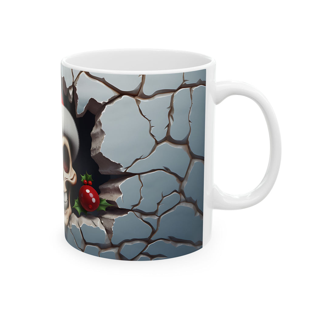 Skull Christmas Ceramic Mug | Unique Holiday Gifts, Halloween Decor, Skull Enthusiasts, Xmas Gift Idea, Trendy Coffee Cup