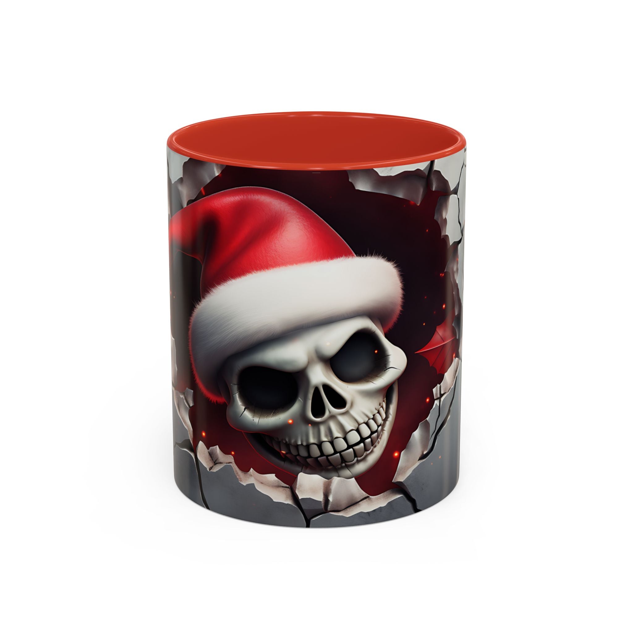 Skull Santa Accent Coffee Mug - Unique Holiday Gift, Halloween Decor, Gothic Style, Skull Lover Mug, Fun Coffee Cups