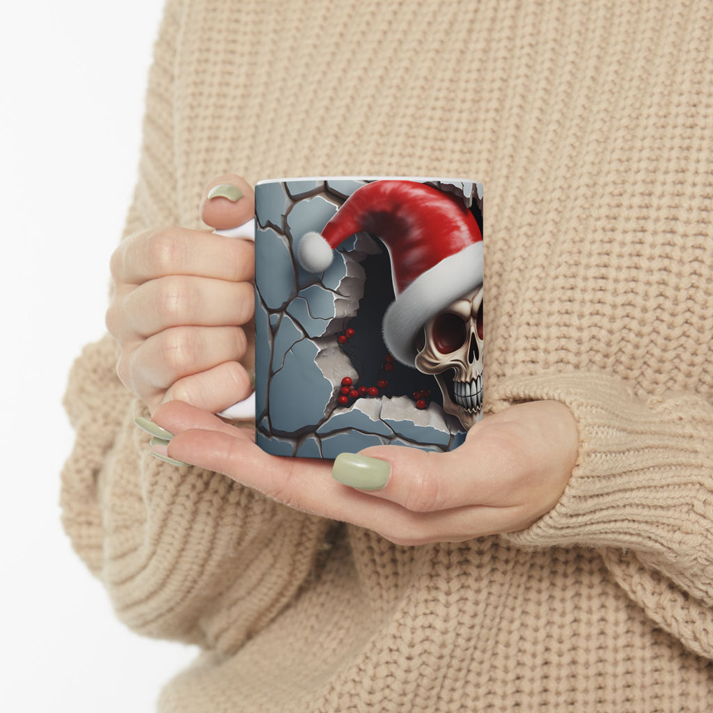 Skull Christmas Ceramic Mug | Unique Holiday Gifts, Halloween Decor, Skull Enthusiasts, Xmas Gift Idea, Trendy Coffee Cup