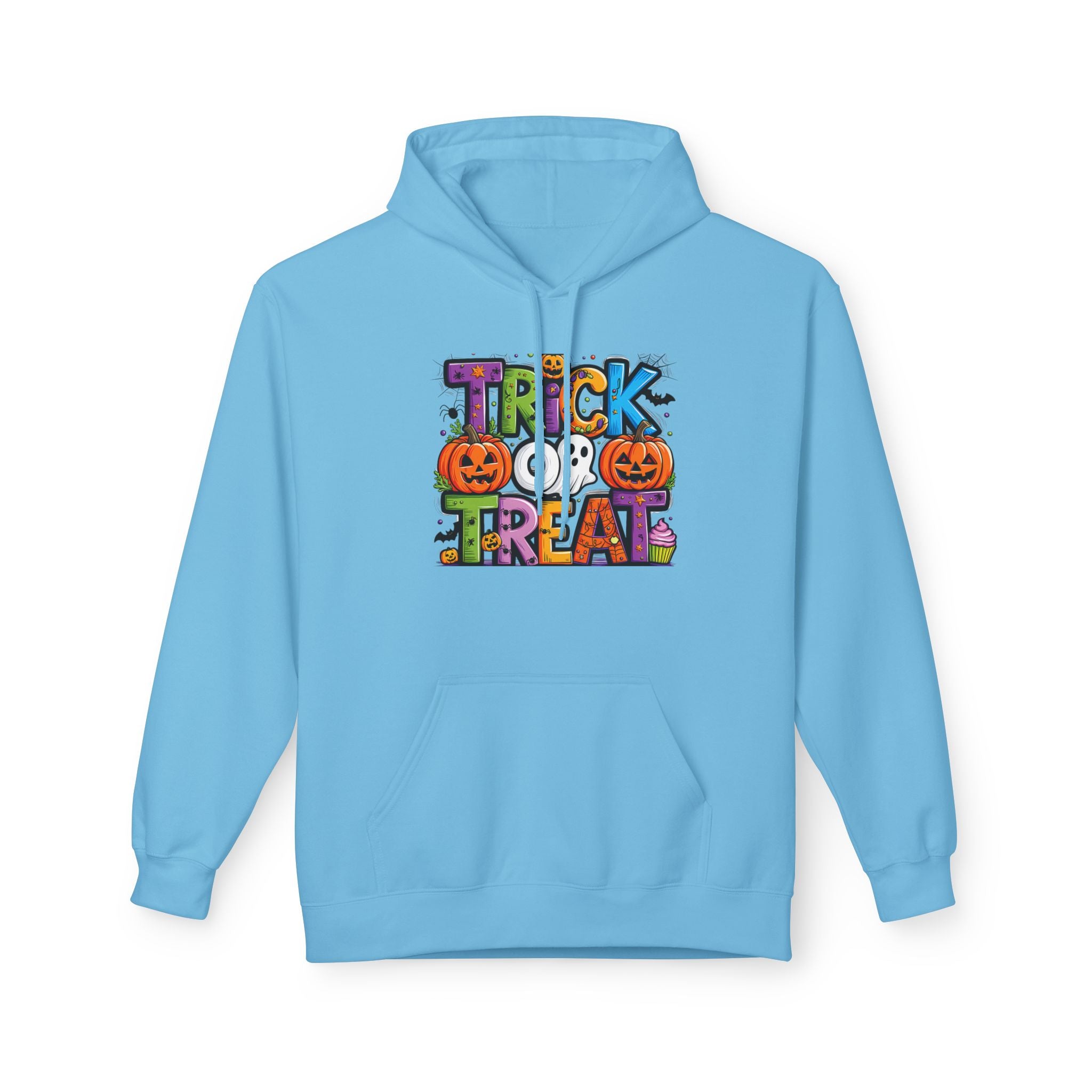 Halloween Trick or Treat Hoodie, Unisex Fleece Hooded Sweatshirt, Fall Fashion, Pumpkin Costume, Cozy Autumn Wear, Gift for Halloween