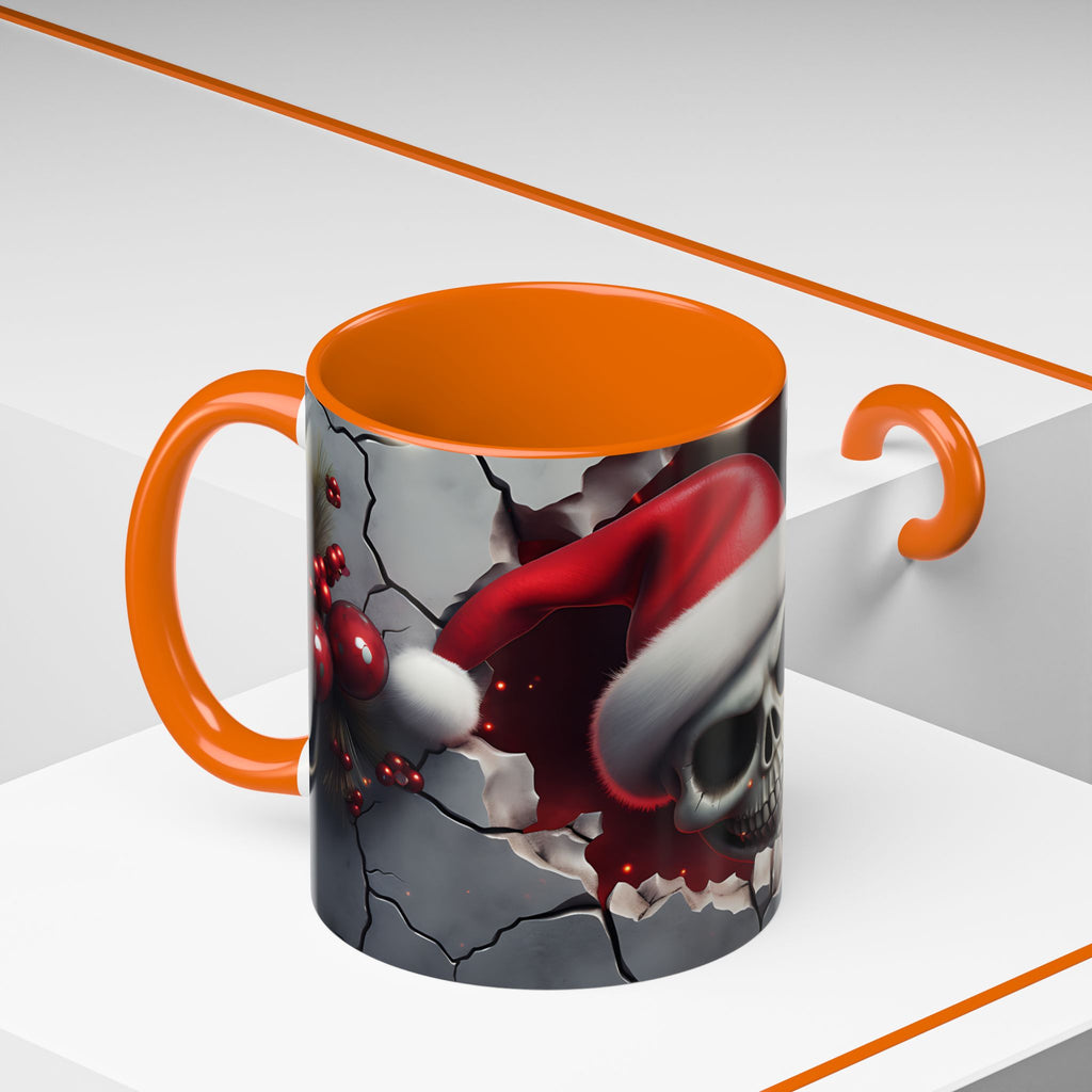 Skull Santa Accent Coffee Mug - Unique Holiday Gift, Halloween Decor, Gothic Style, Skull Lover Mug, Fun Coffee Cups