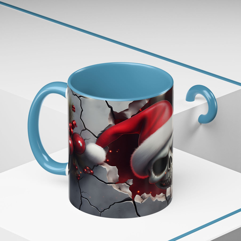 Skull Santa Accent Coffee Mug - Unique Holiday Gift, Halloween Decor, Gothic Style, Skull Lover Mug, Fun Coffee Cups