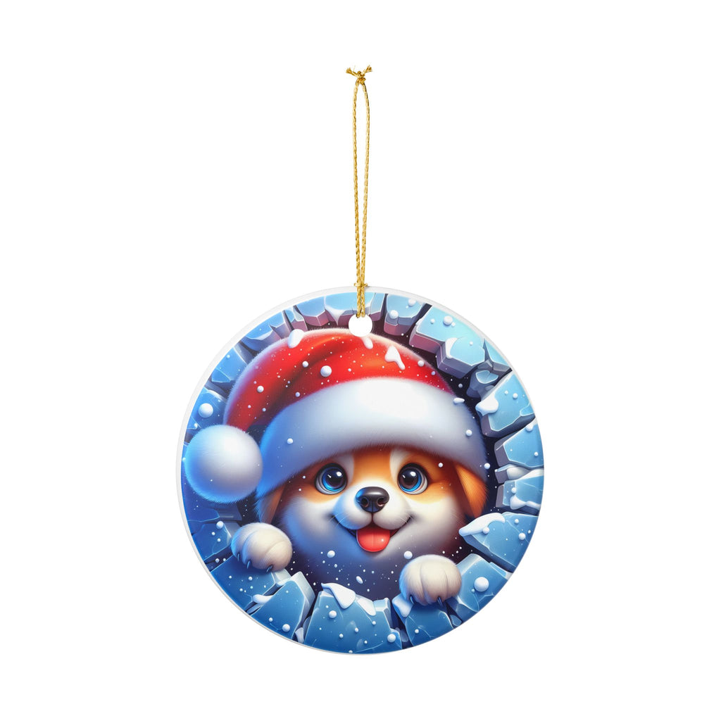 Festive Dog Christmas Ornament, Cute Pet Decor, Holiday Decoration, Animal Lover Gift, Tree Ornament, Winter Home Decor