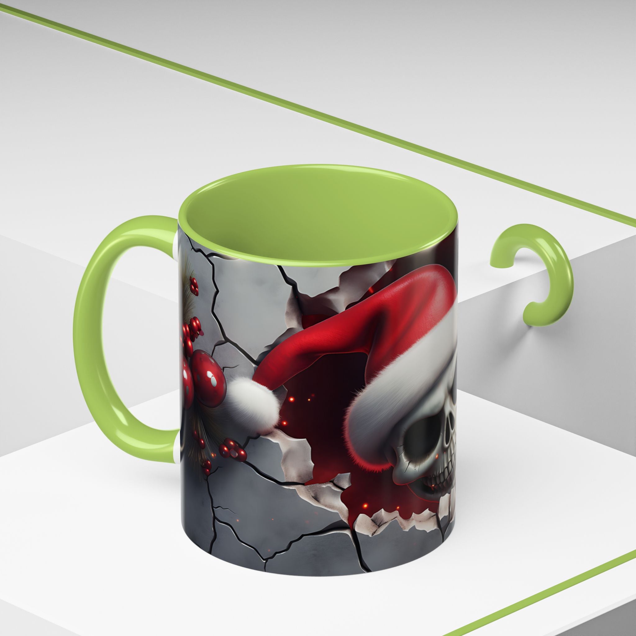 Skull Santa Accent Coffee Mug - Unique Holiday Gift, Halloween Decor, Gothic Style, Skull Lover Mug, Fun Coffee Cups