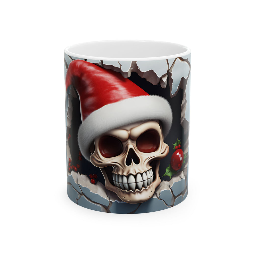 Skull Christmas Ceramic Mug | Unique Holiday Gifts, Halloween Decor, Skull Enthusiasts, Xmas Gift Idea, Trendy Coffee Cup