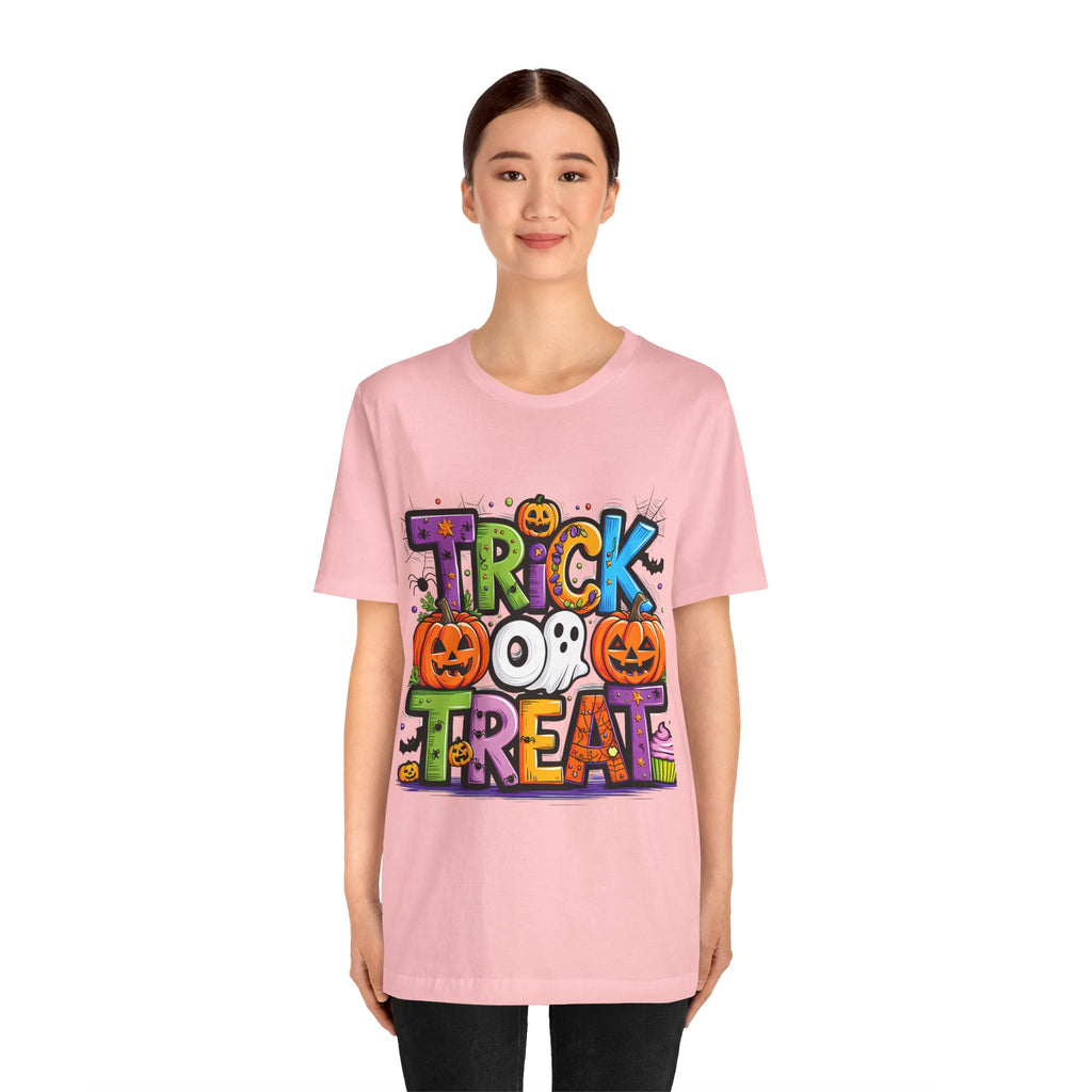 Halloween Trick or Treat T-Shirt | Unisex Short Sleeve Tee, Spooky Graphic Tee, Halloween Costume, Fall Festival Shirt, Kids & Adults