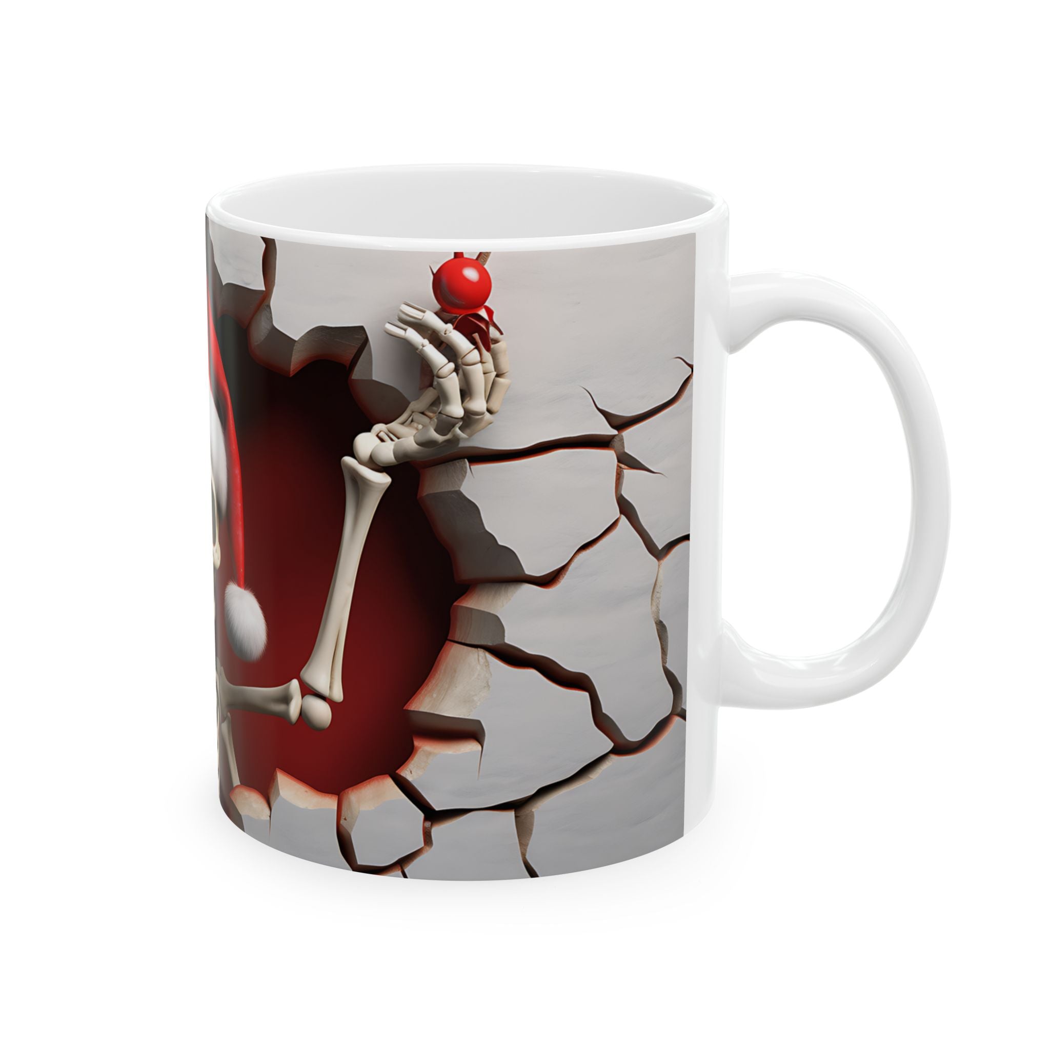 Festive Skeleton Mug, Skull Coffee Cup, Halloween Gift, Christmas Mug, Unique Drinkware, Spooky Home Decor