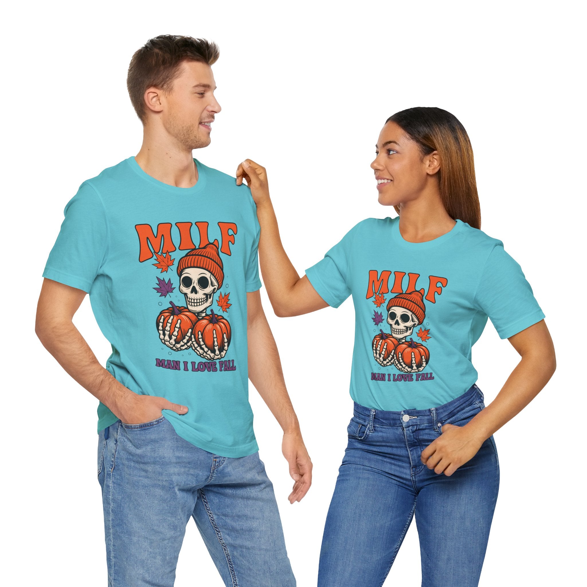 Fall Vibes Skeleton Tee - Halloween Fashion, Unisex Shirt, Fall Apparel, MILF Shirt, Halloween Costume Top