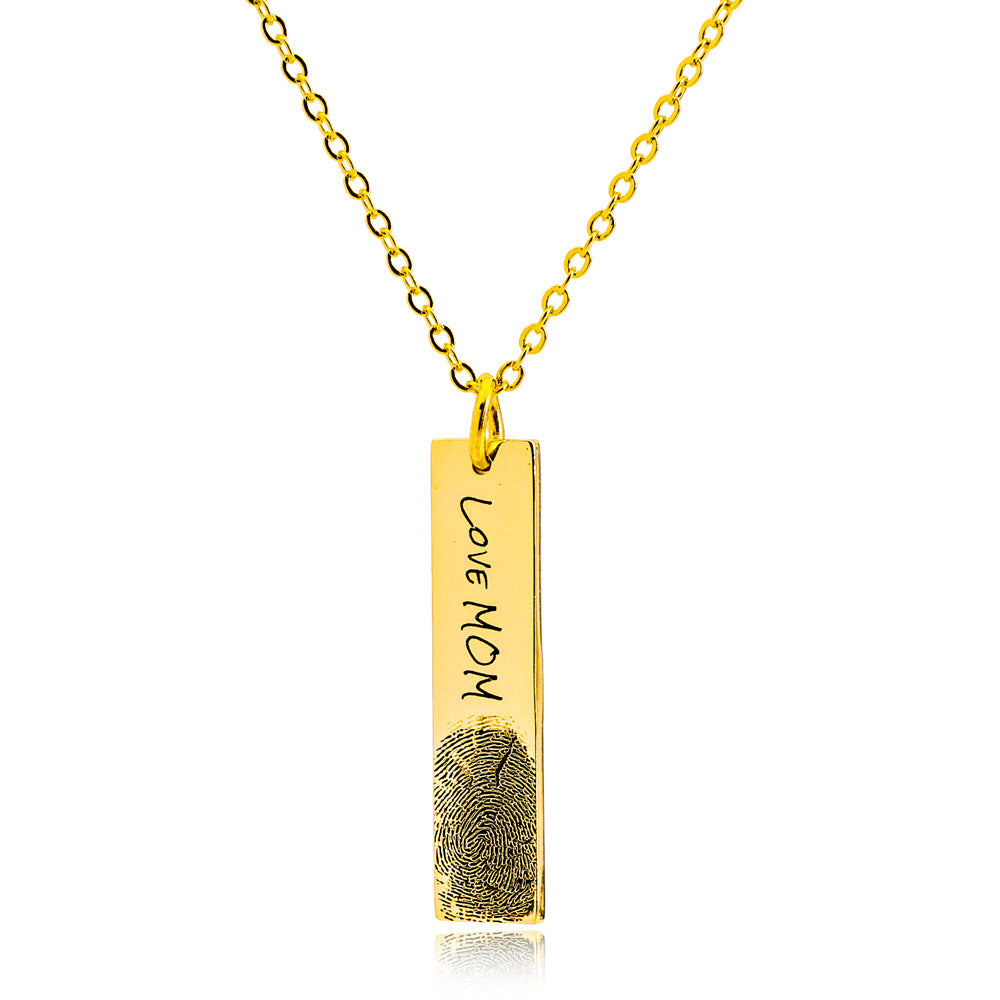 DIY Fingerprint Laser Engraving Long Necklace Pendant