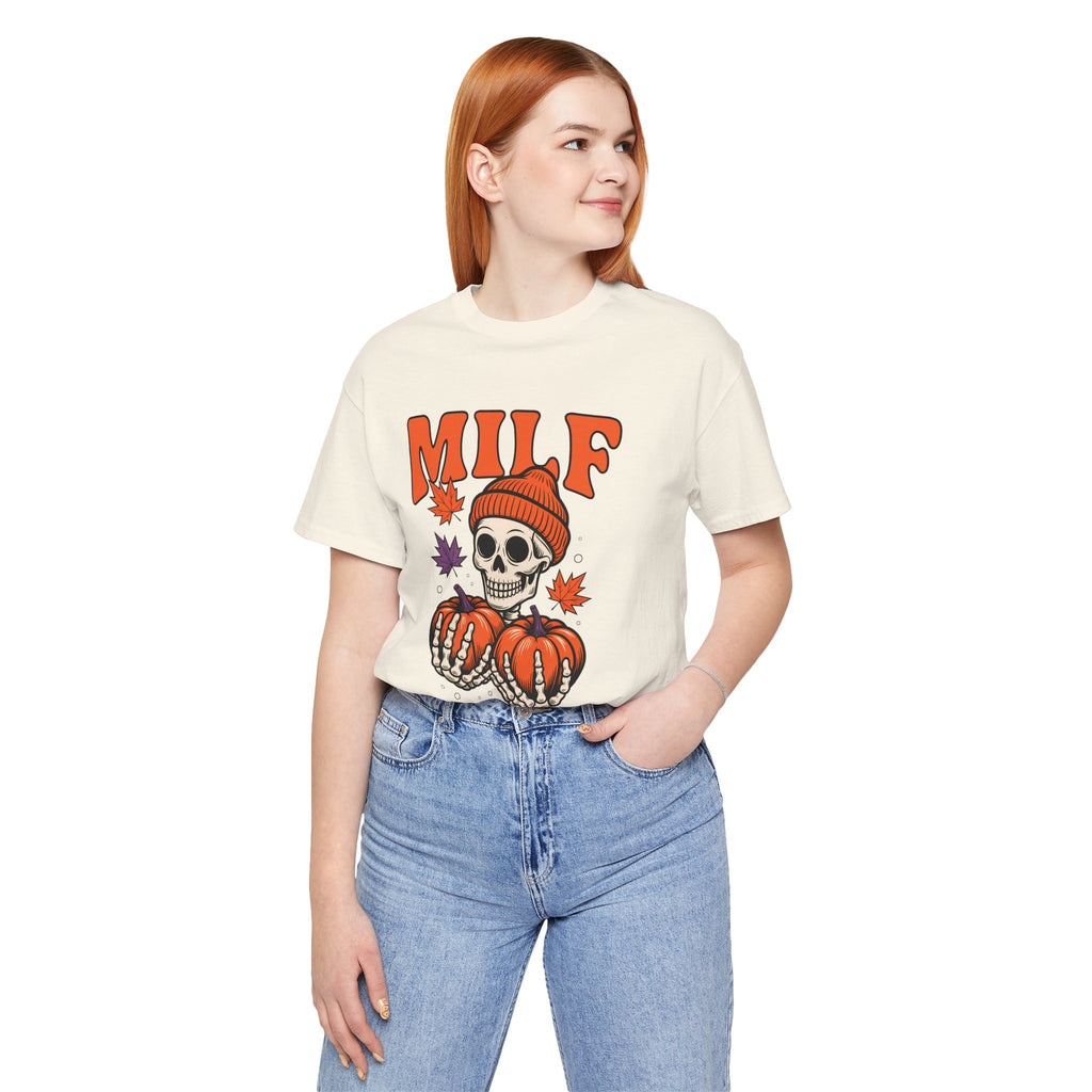 Fall Vibes Skeleton Tee - Halloween Fashion, Unisex Shirt, Fall Apparel, MILF Shirt, Halloween Costume Top