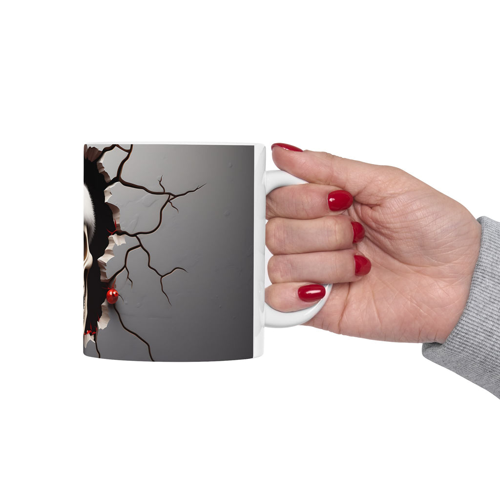 Skull Santa Mug | Halloween & Christmas Mug | Ceramic Coffee Cup | Unique Gift for Horror Fans, Home Decor, Holiday Cheer