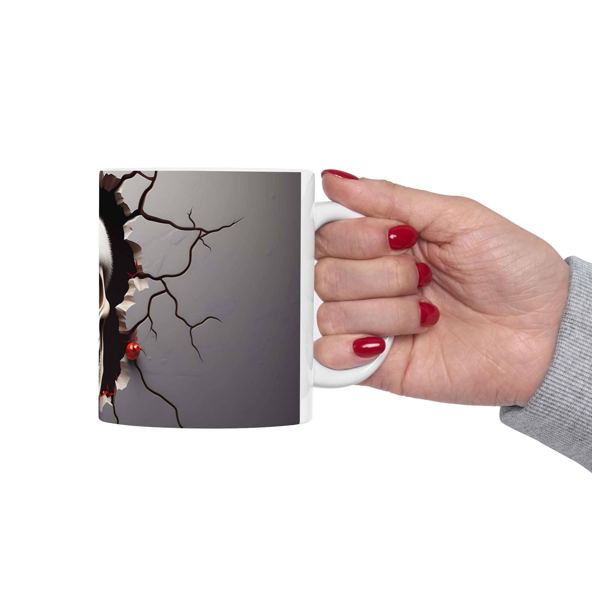 Skull Santa Mug | Halloween & Christmas Mug | Ceramic Coffee Cup | Unique Gift for Horror Fans, Home Decor, Holiday Cheer