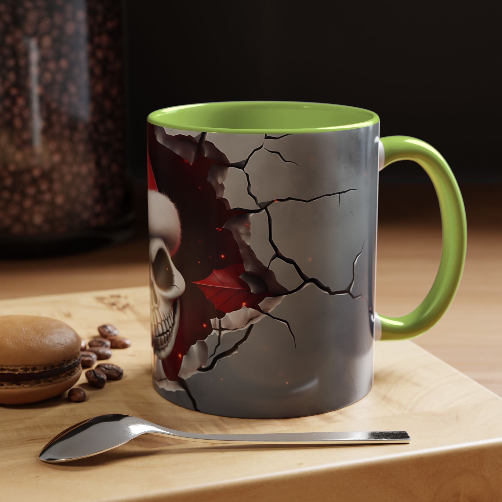 Skull Santa Accent Coffee Mug - Unique Holiday Gift, Halloween Decor, Gothic Style, Skull Lover Mug, Fun Coffee Cups