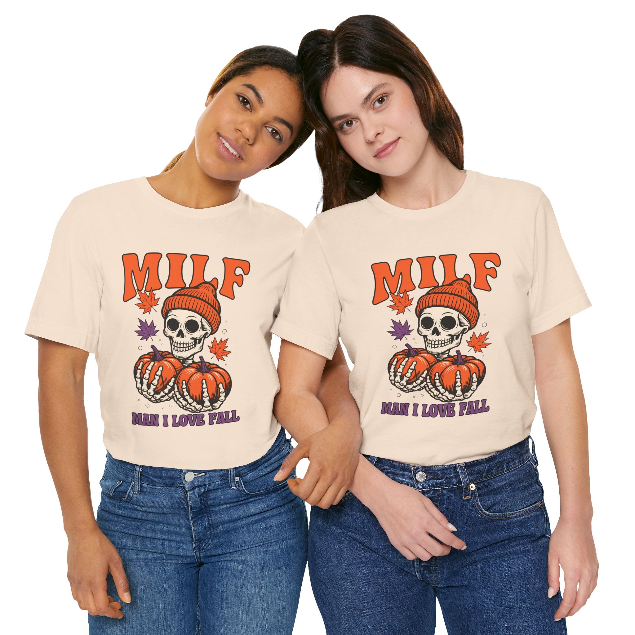 Fall Vibes Skeleton Tee - Halloween Fashion, Unisex Shirt, Fall Apparel, MILF Shirt, Halloween Costume Top
