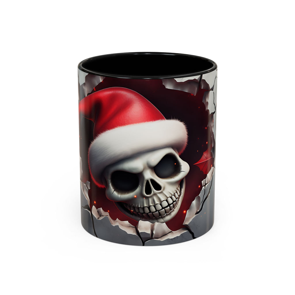 Skull Santa Accent Coffee Mug - Unique Holiday Gift, Halloween Decor, Gothic Style, Skull Lover Mug, Fun Coffee Cups