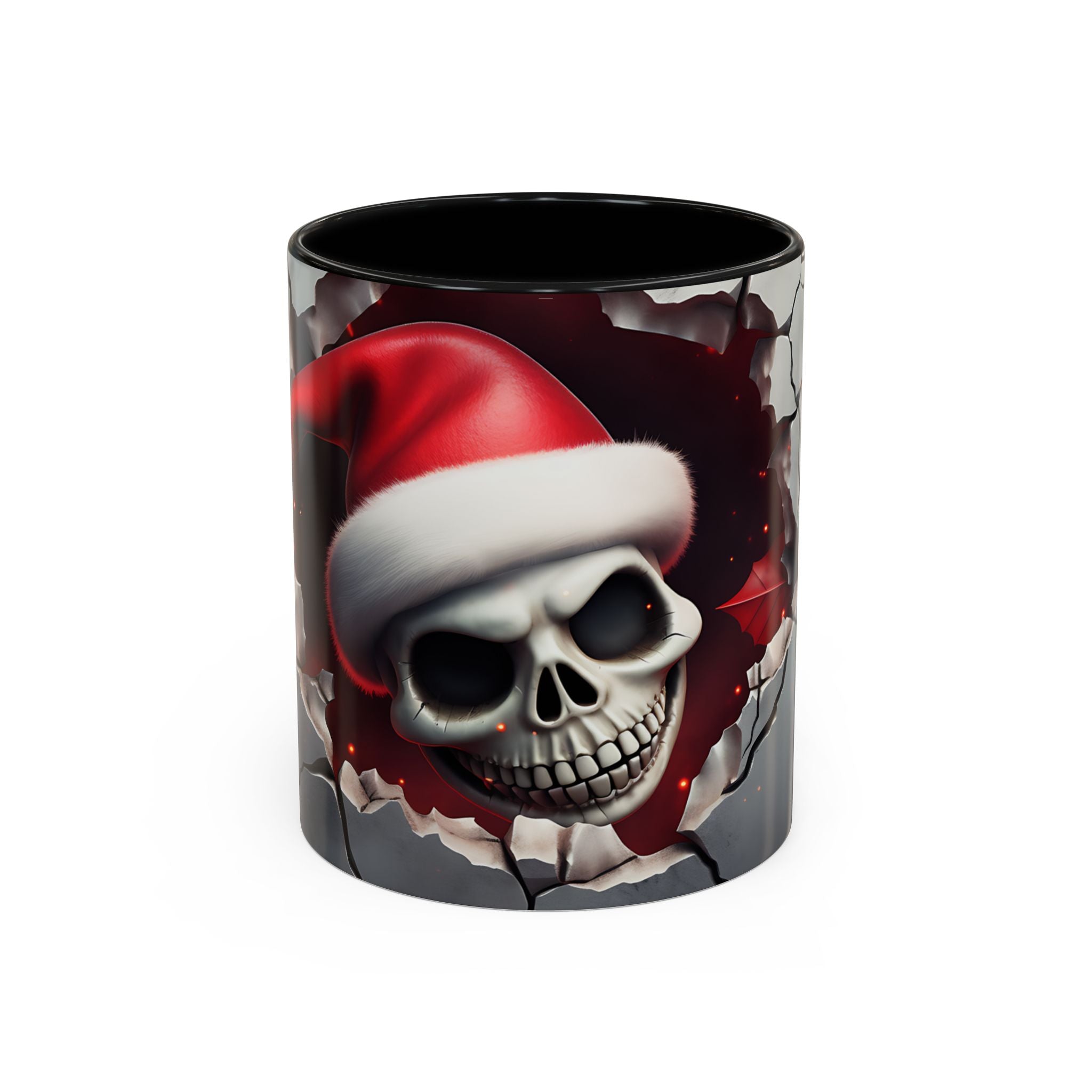 Skull Santa Accent Coffee Mug - Unique Holiday Gift, Halloween Decor, Gothic Style, Skull Lover Mug, Fun Coffee Cups