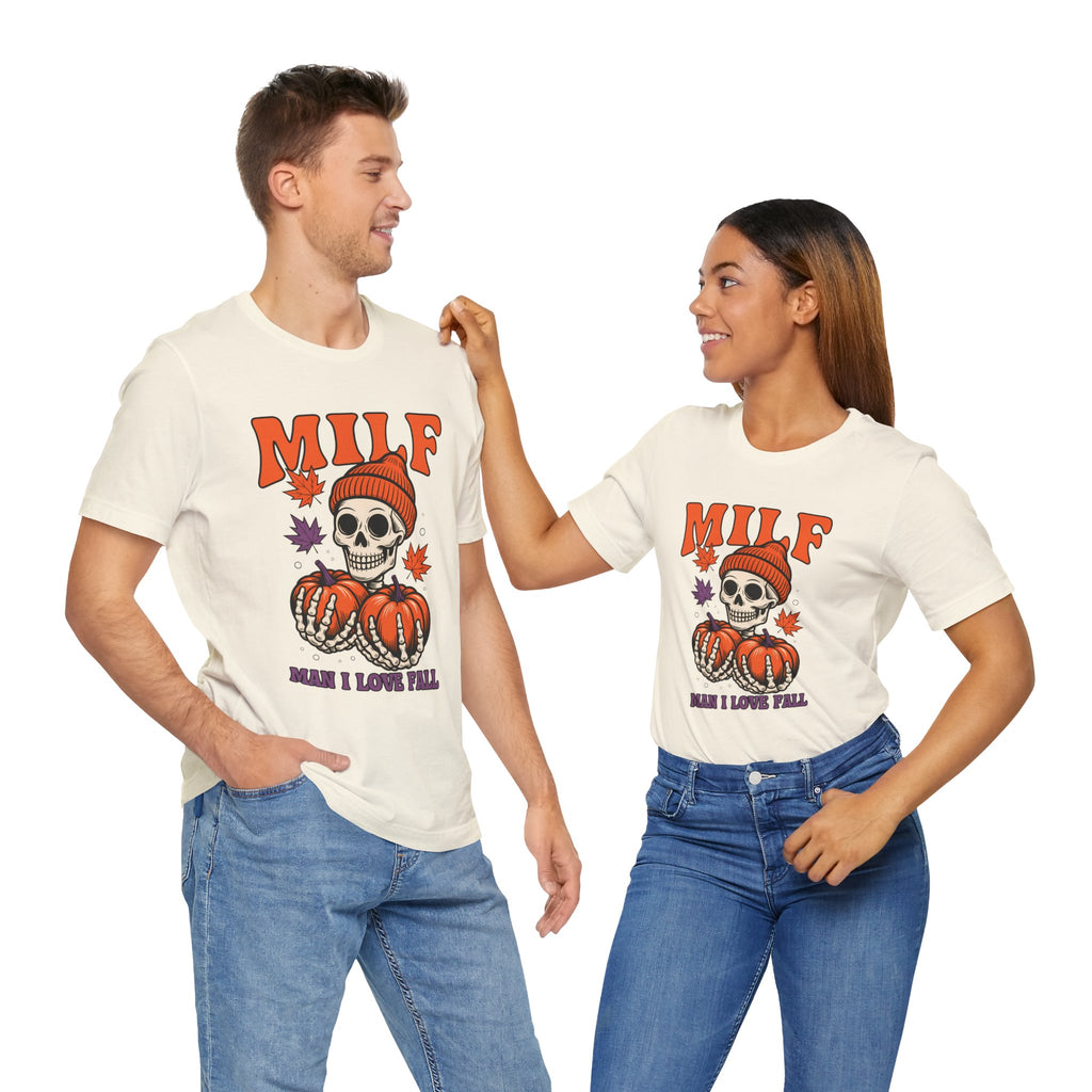 Fall Vibes Skeleton Tee - Halloween Fashion, Unisex Shirt, Fall Apparel, MILF Shirt, Halloween Costume Top
