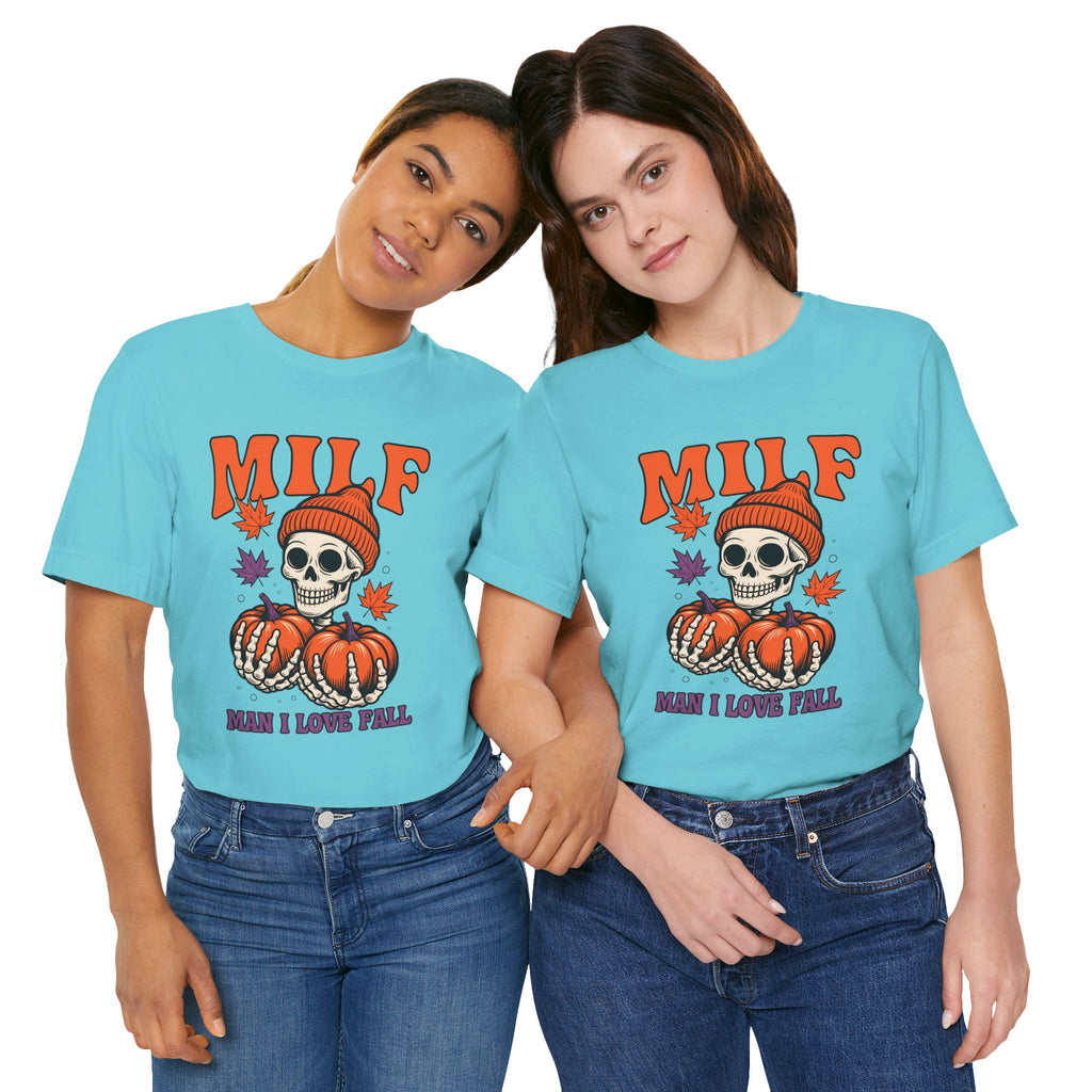 Fall Vibes Skeleton Tee - Halloween Fashion, Unisex Shirt, Fall Apparel, MILF Shirt, Halloween Costume Top