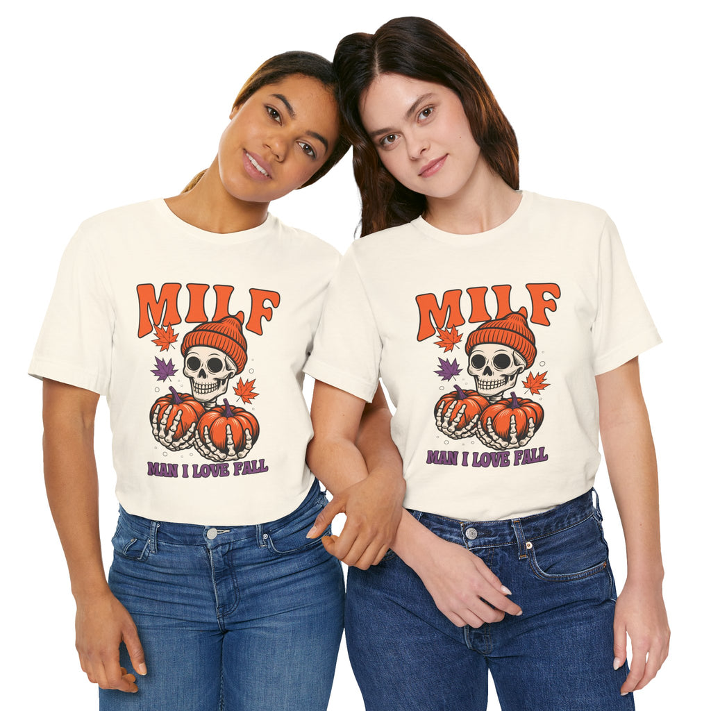 Fall Vibes Skeleton Tee - Halloween Fashion, Unisex Shirt, Fall Apparel, MILF Shirt, Halloween Costume Top