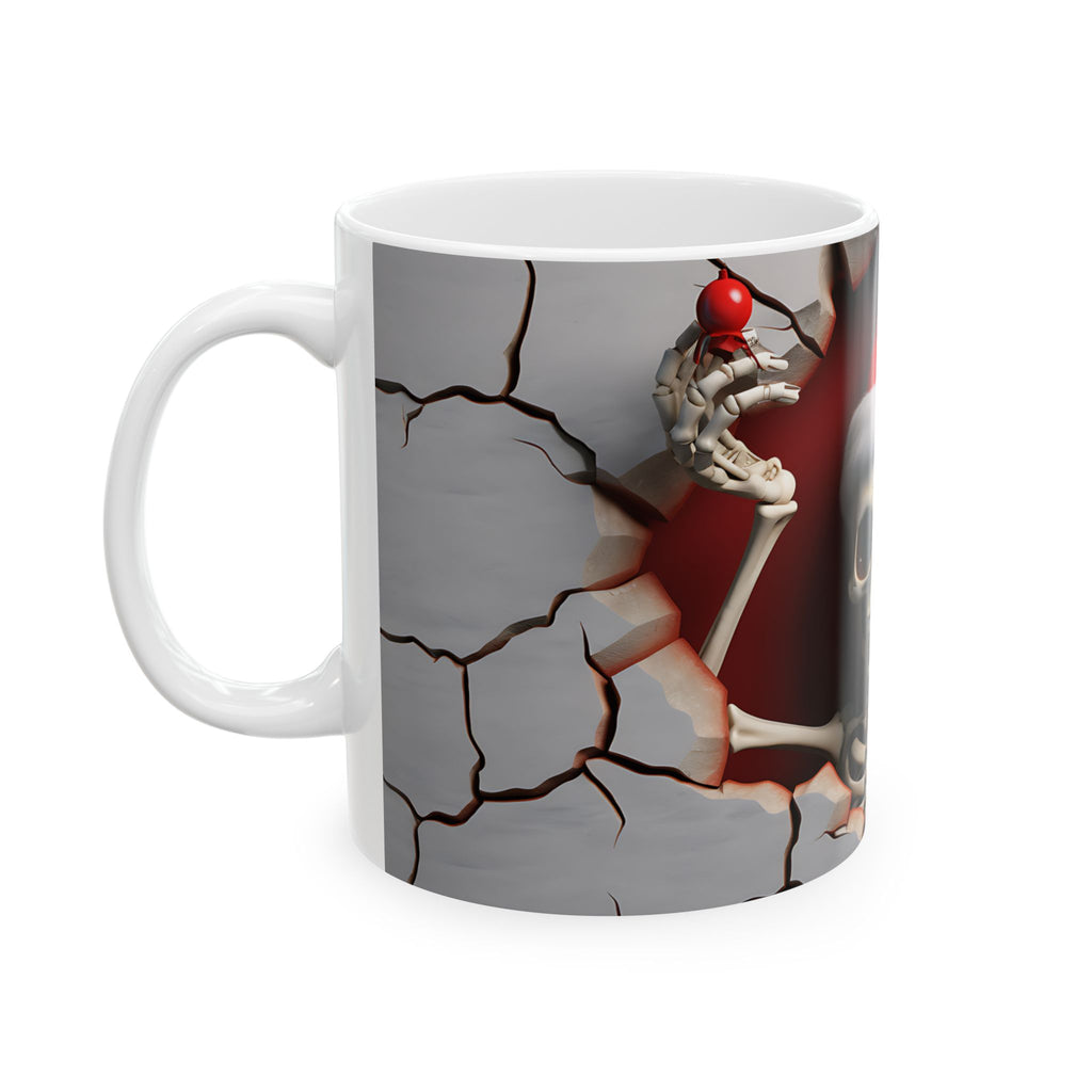 Festive Skeleton Mug, Skull Coffee Cup, Halloween Gift, Christmas Mug, Unique Drinkware, Spooky Home Decor