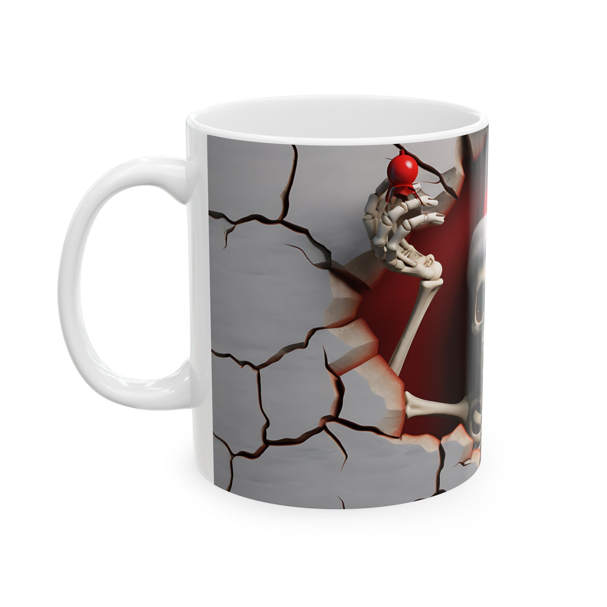 Festive Skeleton Mug, Skull Coffee Cup, Halloween Gift, Christmas Mug, Unique Drinkware, Spooky Home Decor