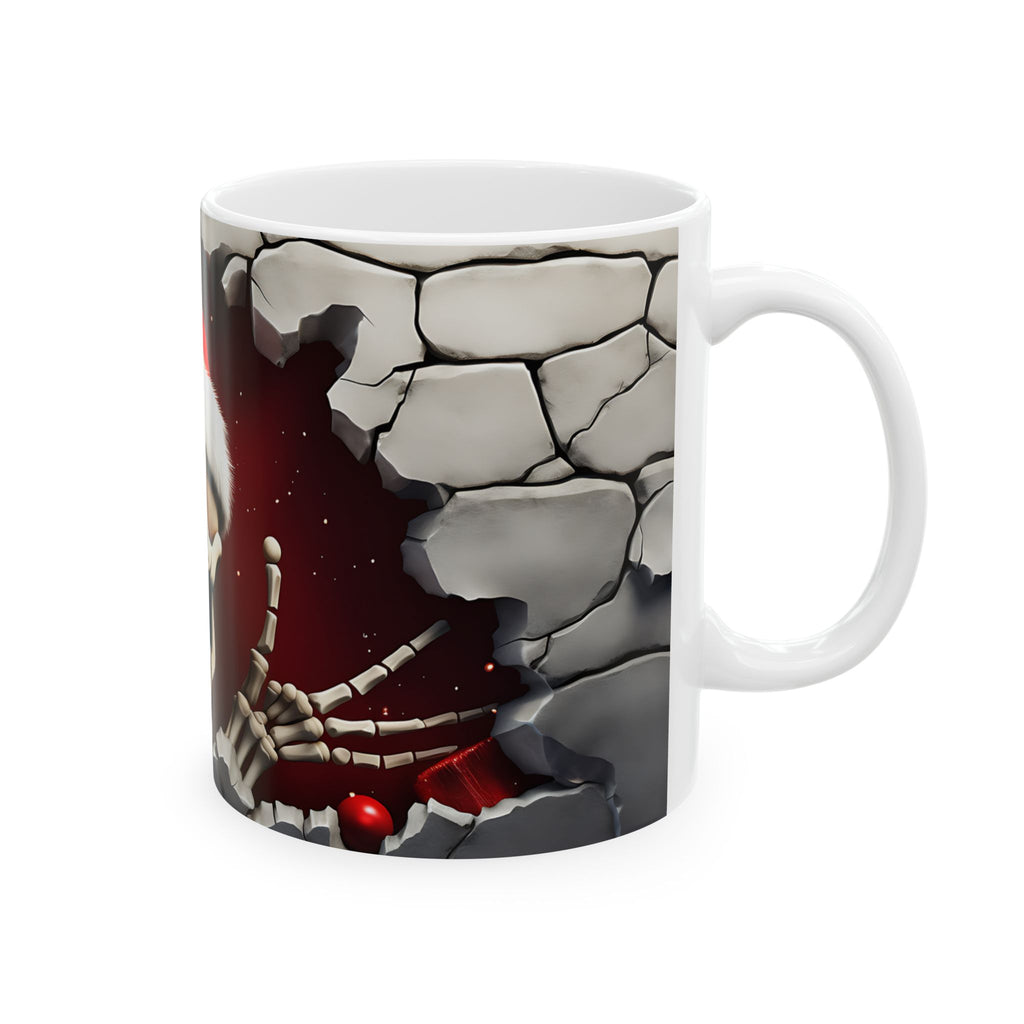 Santa Skeleton Mug | Halloween Decor, Christmas Gift, Unique Ceramic Mug, Skull Print, Holiday Drinkware