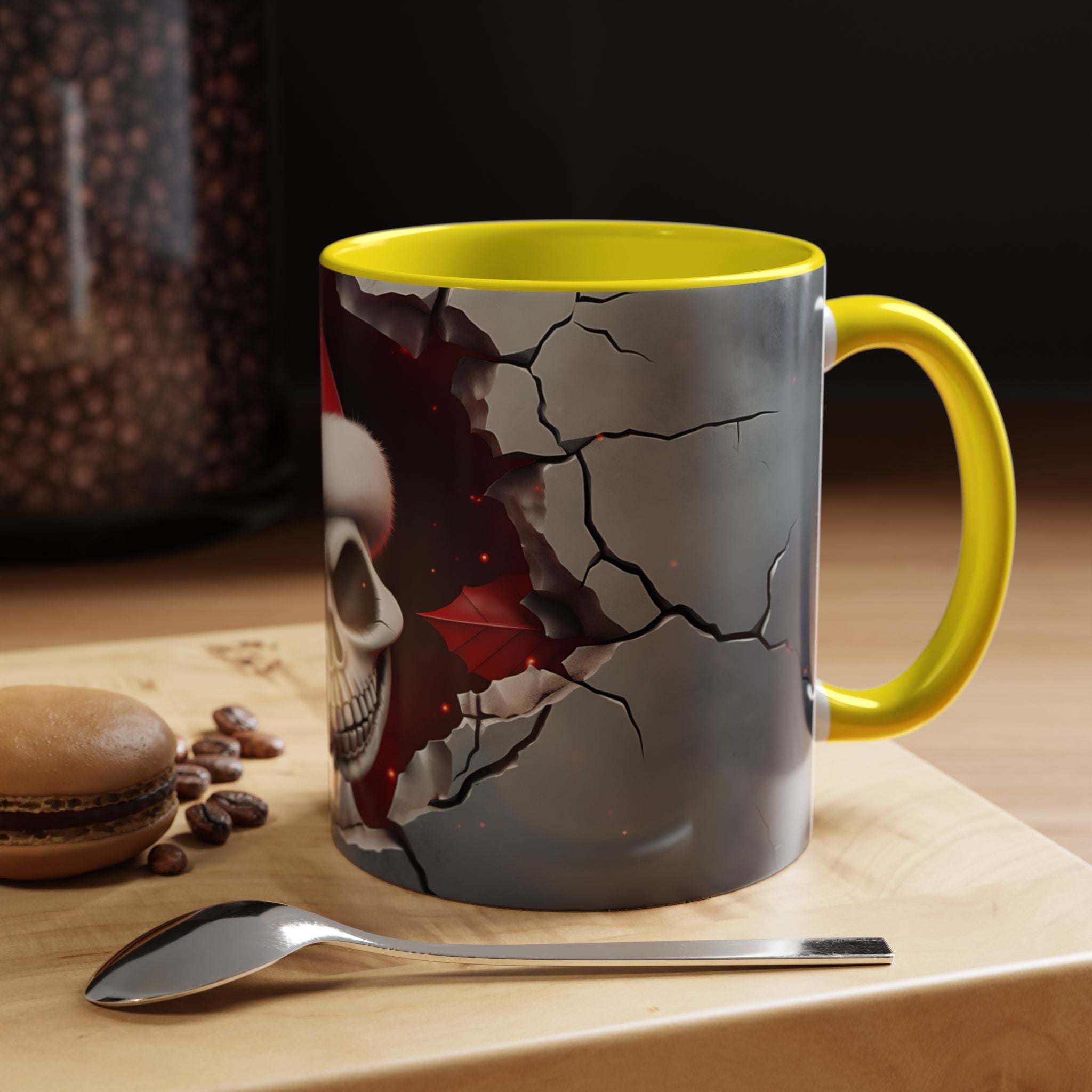 Skull Santa Accent Coffee Mug - Unique Holiday Gift, Halloween Decor, Gothic Style, Skull Lover Mug, Fun Coffee Cups