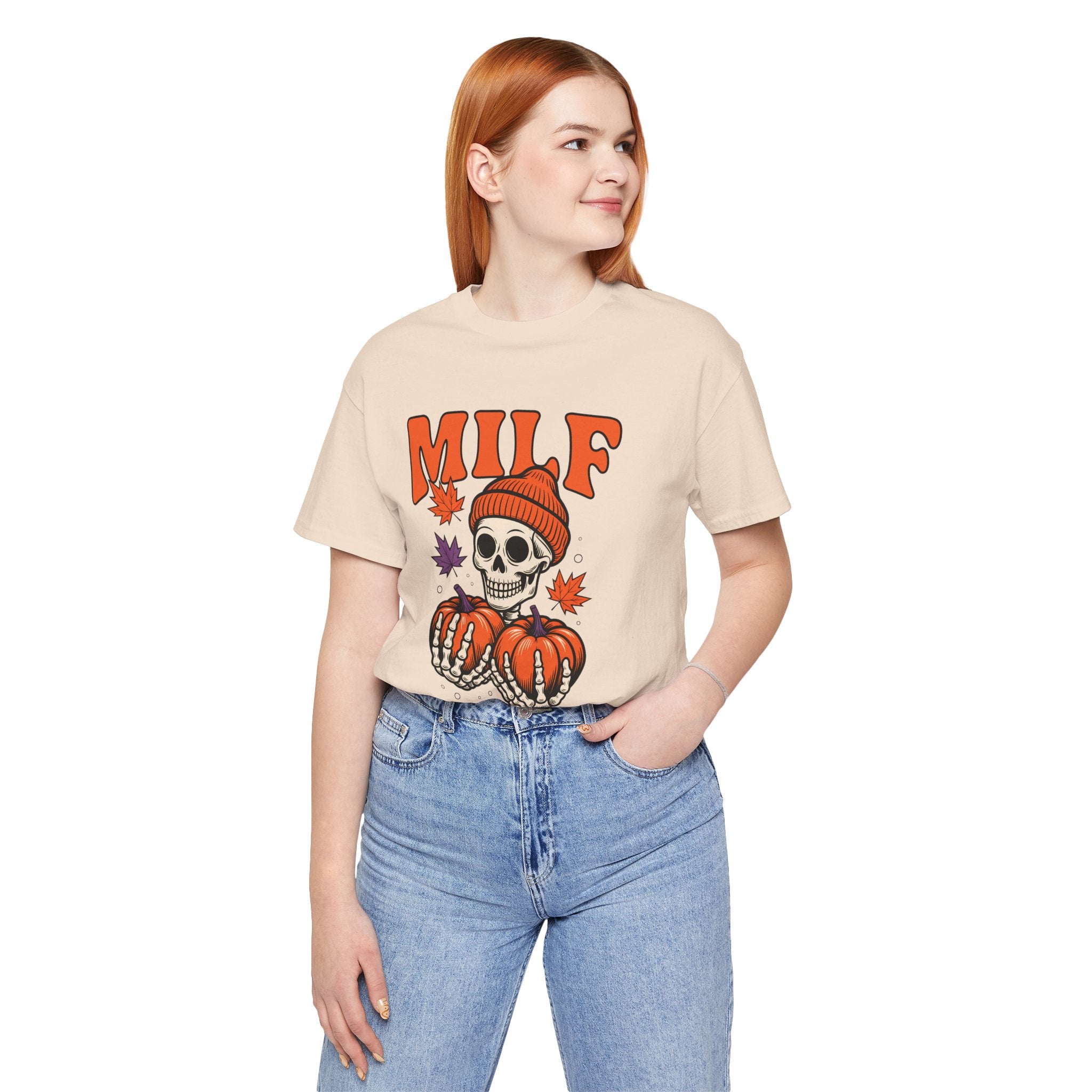 Fall Vibes Skeleton Tee - Halloween Fashion, Unisex Shirt, Fall Apparel, MILF Shirt, Halloween Costume Top