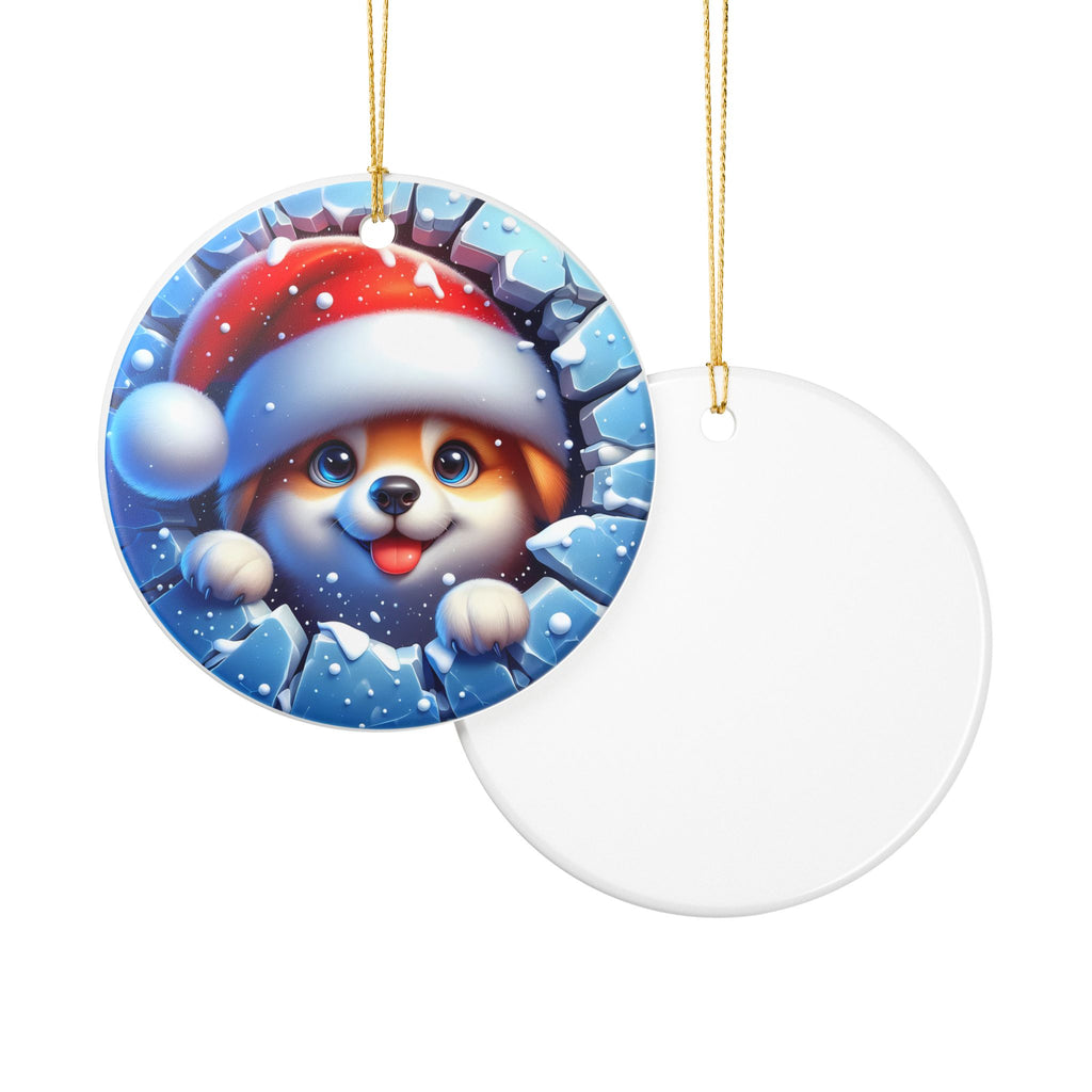 Festive Dog Christmas Ornament, Cute Pet Decor, Holiday Decoration, Animal Lover Gift, Tree Ornament, Winter Home Decor